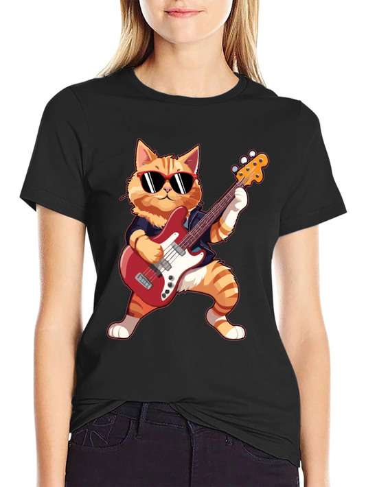 Cat Guitarist T-Shirt - Rockin Feline Fun