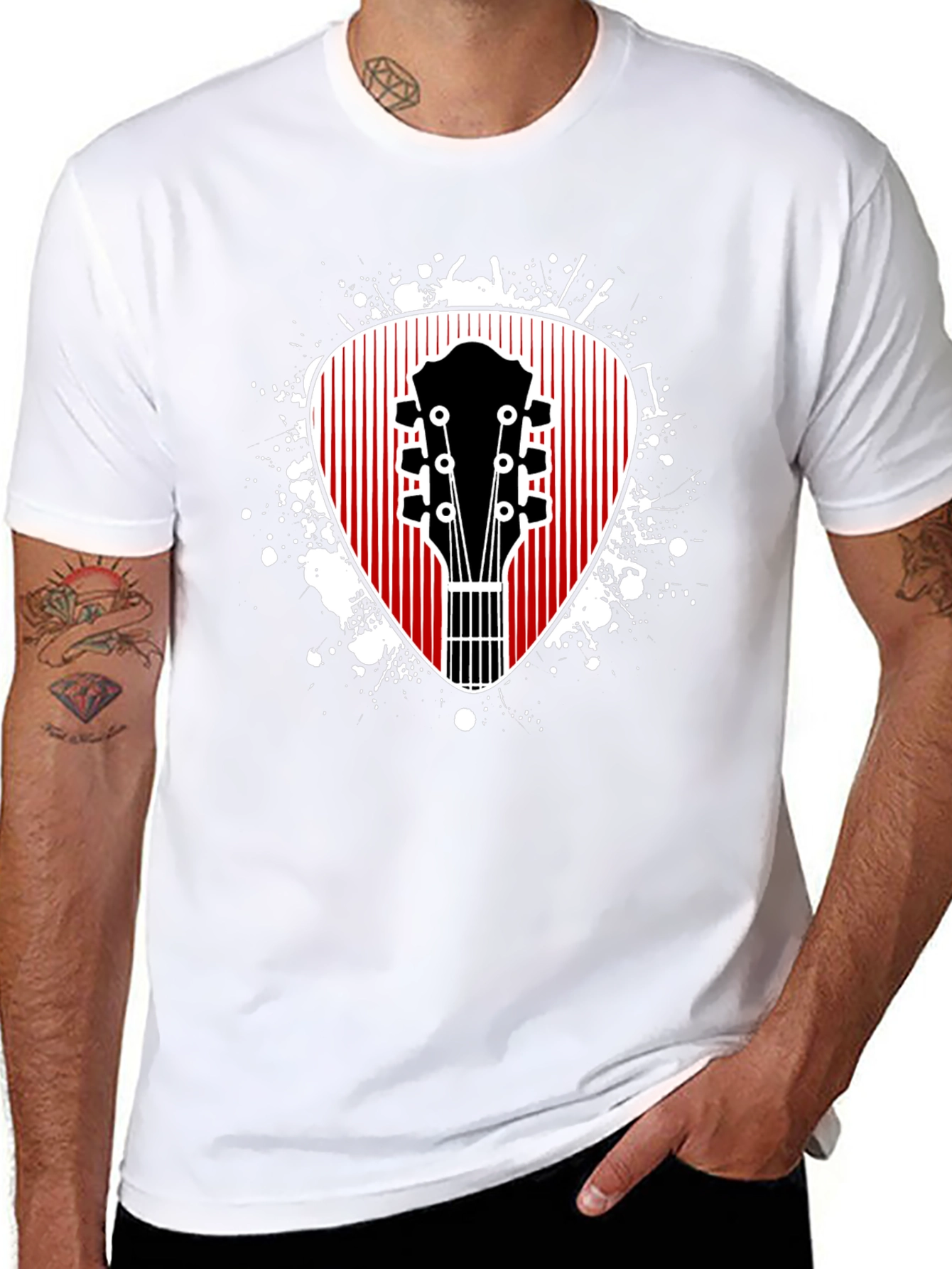 Guitar Pick Graphic Tee - Musicians Black T-Shirt