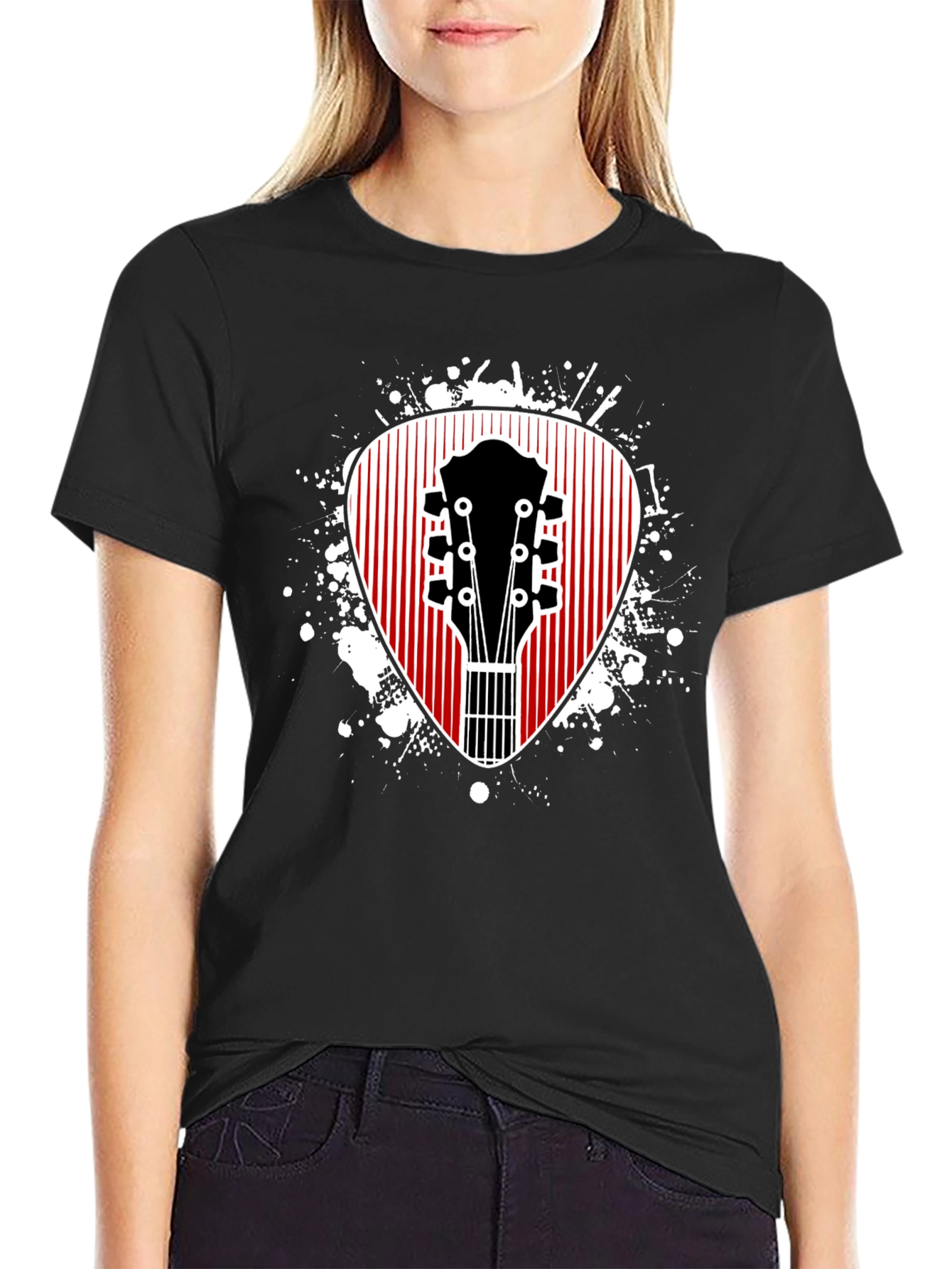 Guitar Pick Graphic Tee - Musicians Black T-Shirt