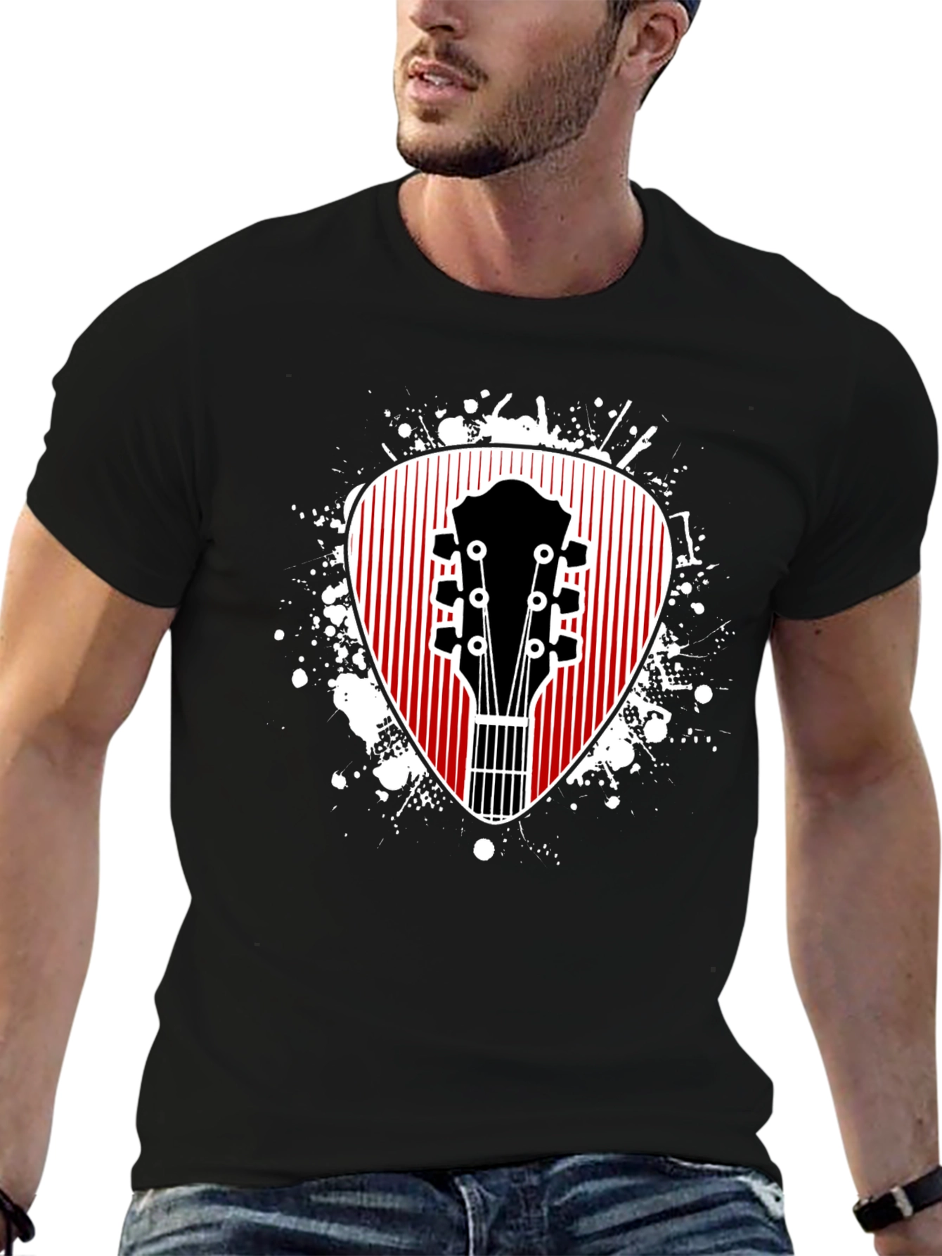Guitar Pick Graphic Tee - Musicians Black T-Shirt