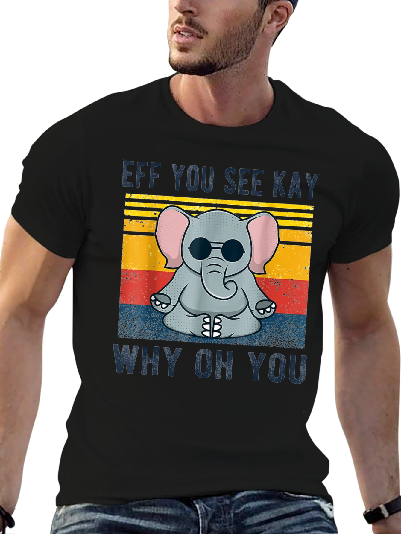 Chill Elephant Graphic Tee - Relaxed Zen Style