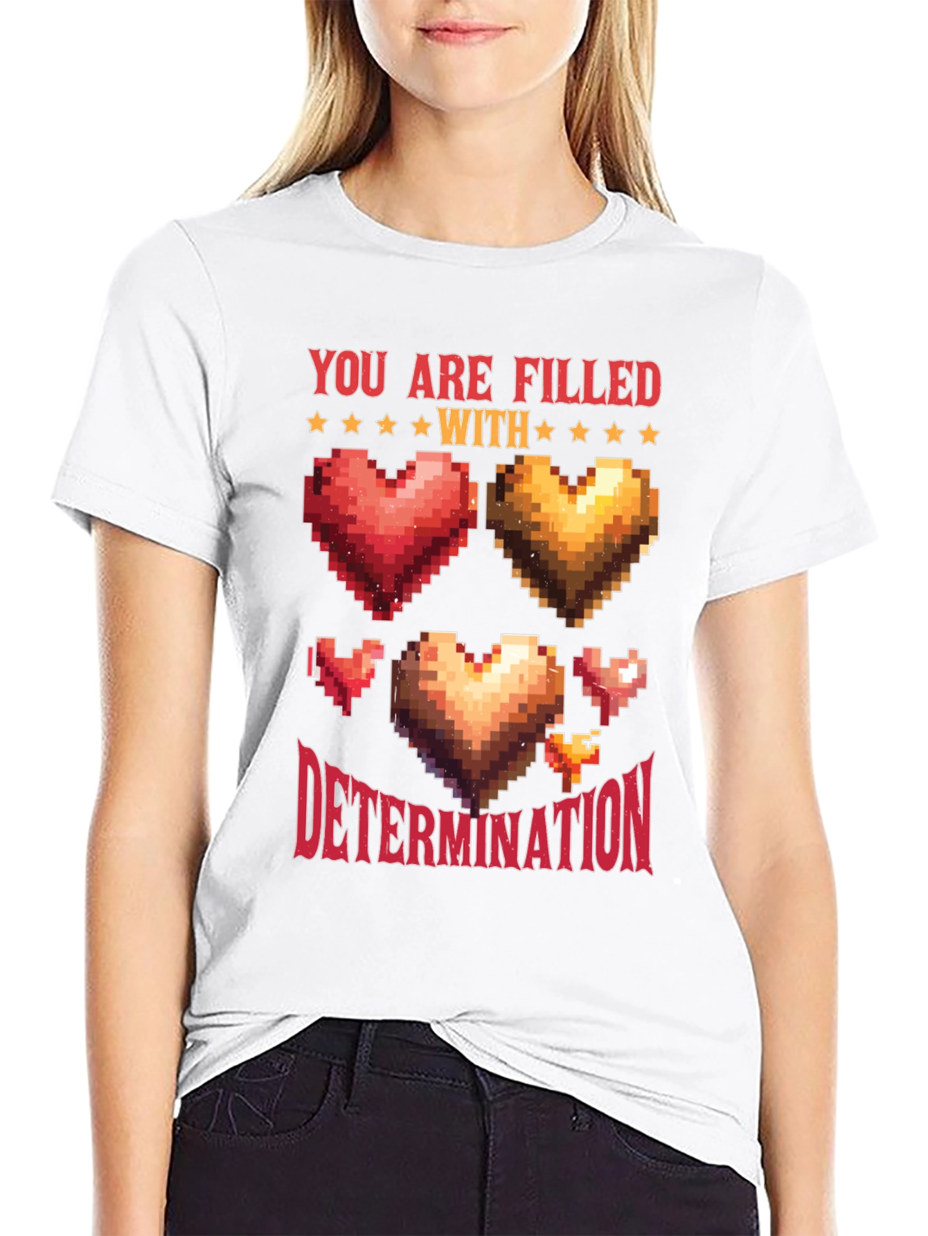 Pixel Heart Determination Graphic T-Shirt