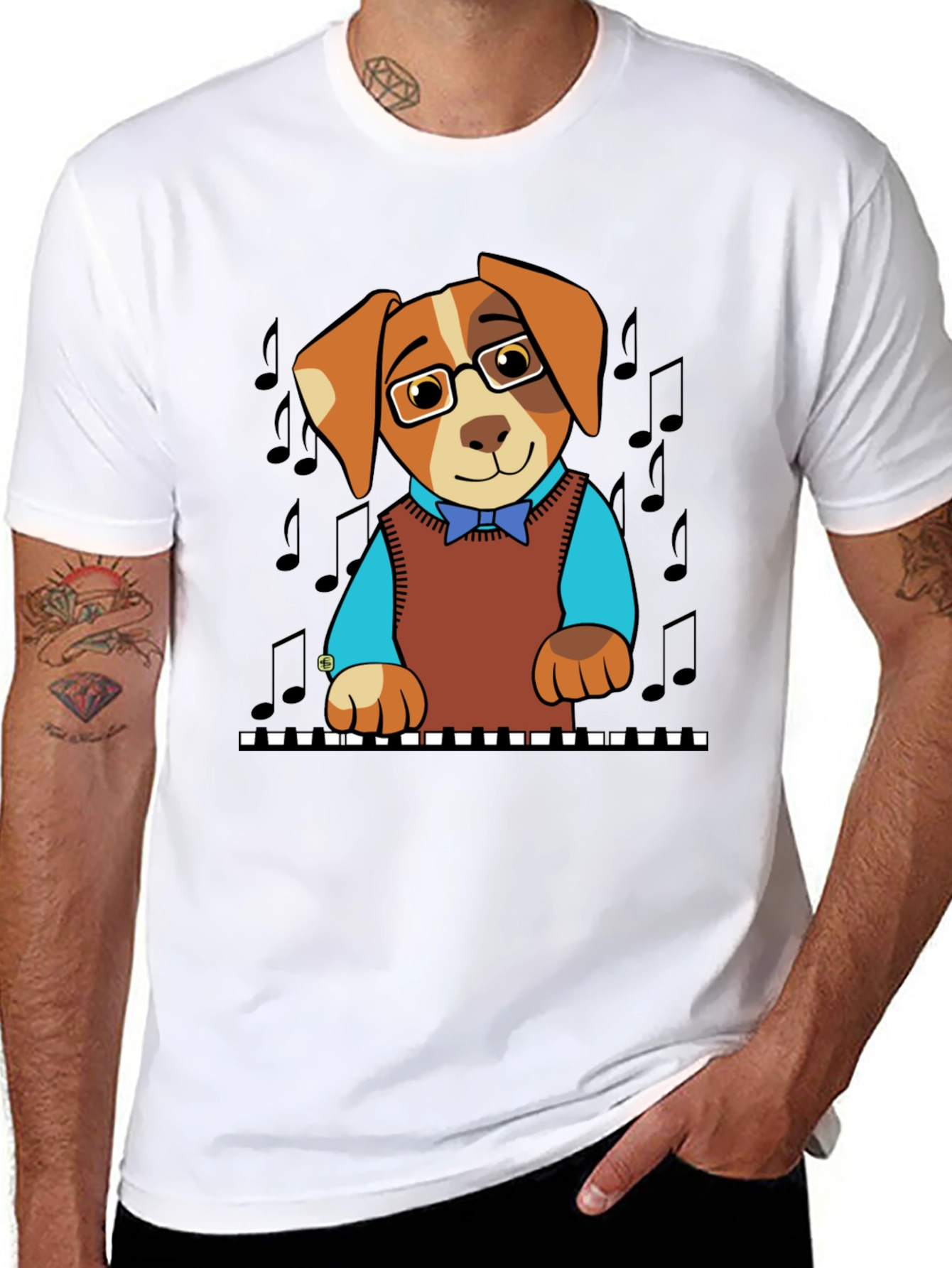 Musical Dog T-Shirt: Piano Player Puppy