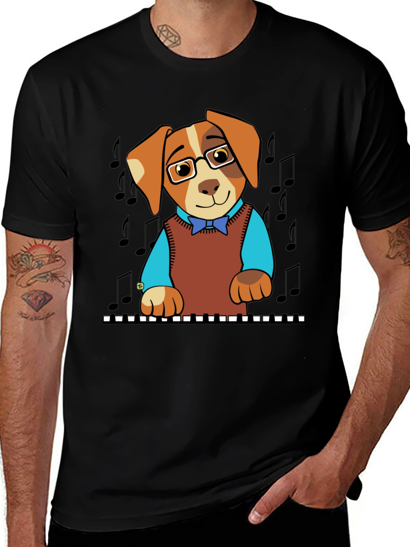 Musical Dog T-Shirt: Piano Player Puppy