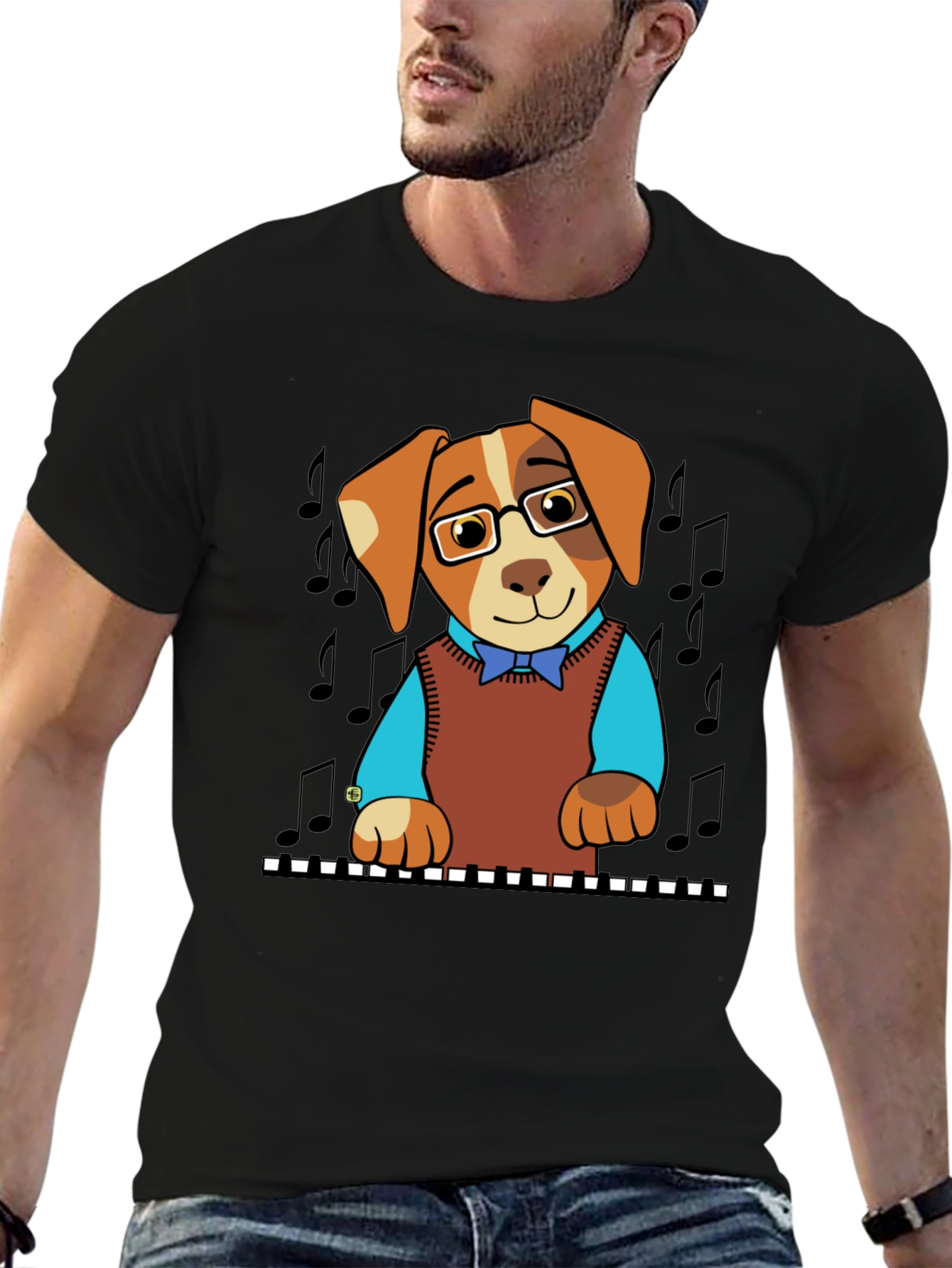Musical Dog T-Shirt: Piano Player Puppy