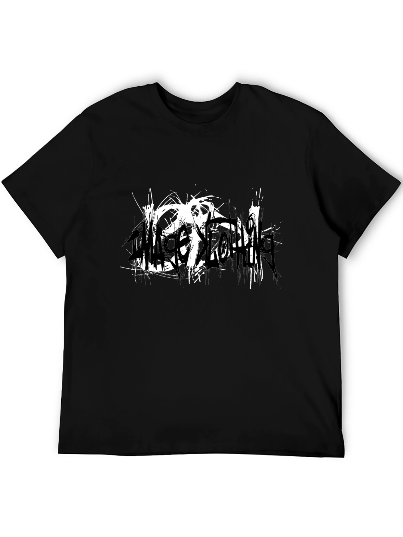 Black T-Shirt with Abstract White Graphic