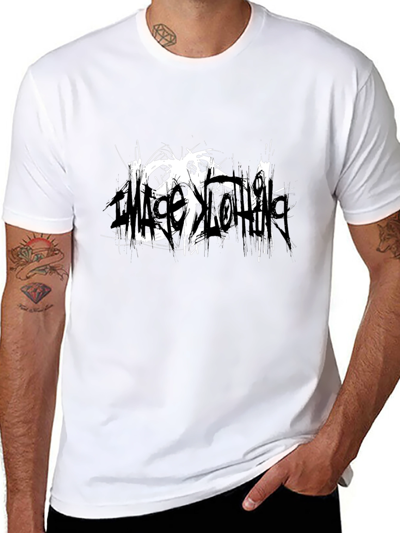 Black T-Shirt with Abstract White Graphic