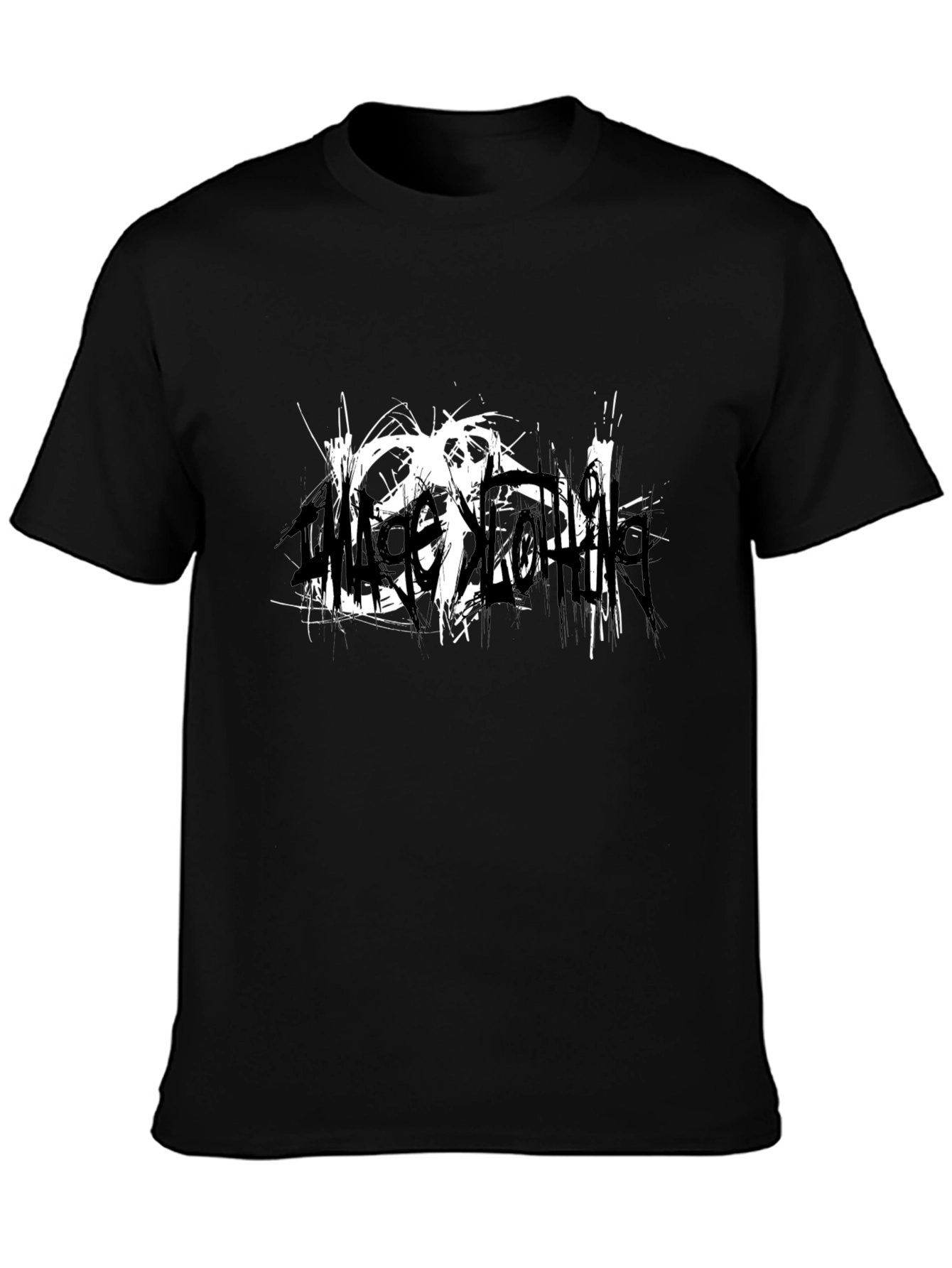 Black T-Shirt with Abstract White Graphic