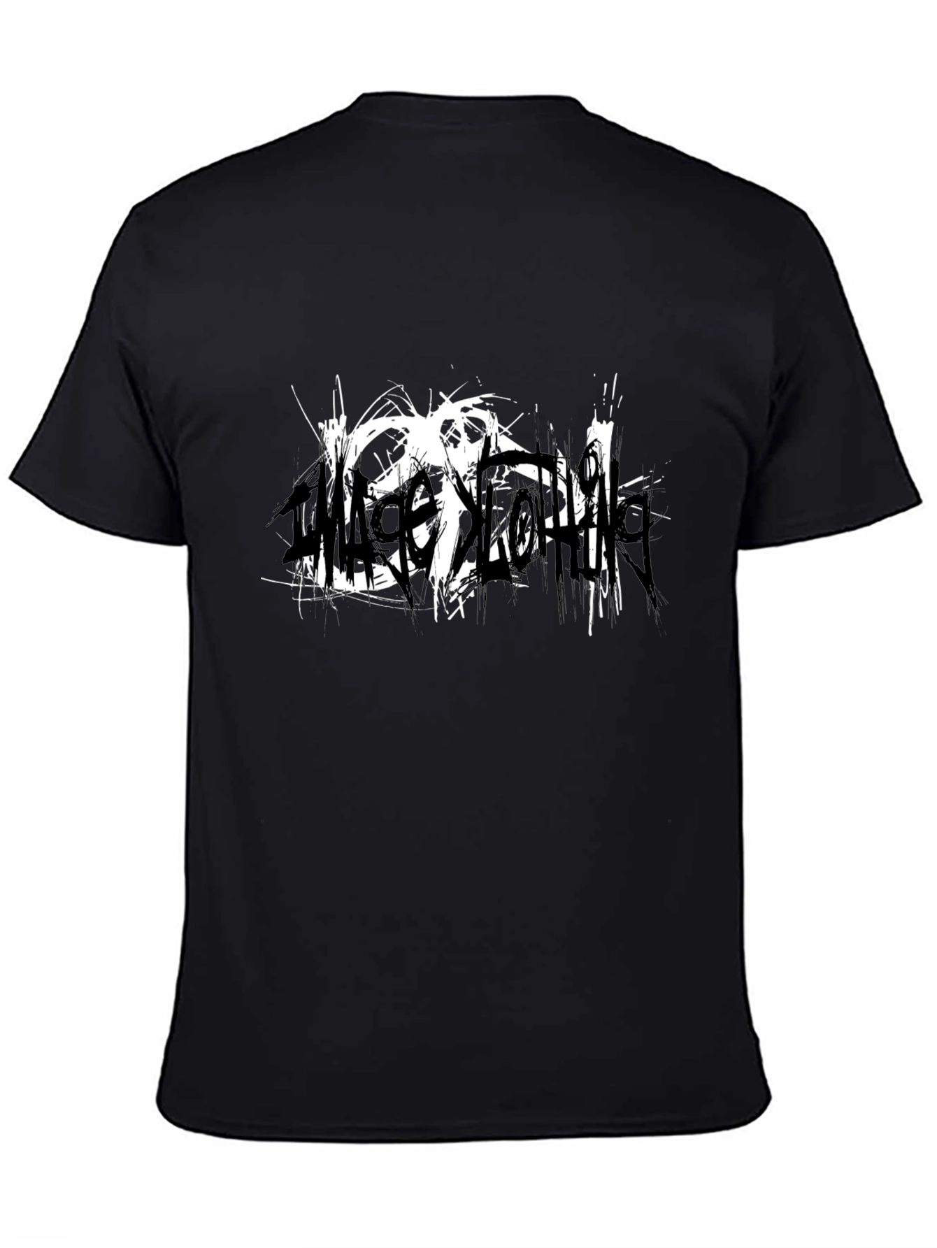 Black T-Shirt with Abstract White Graphic