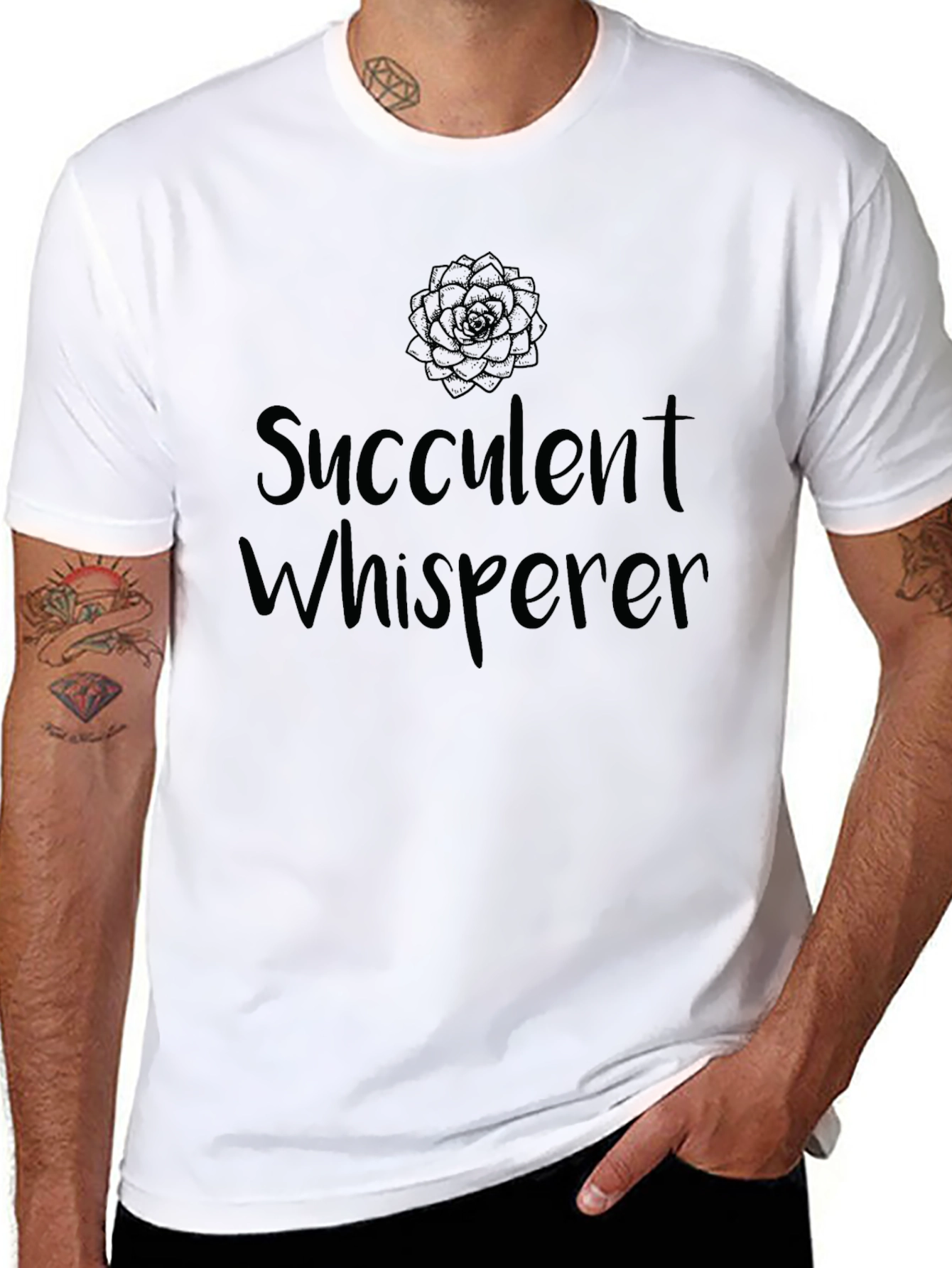 Succulent Whisperer Black T-Shirt Gardener Tee