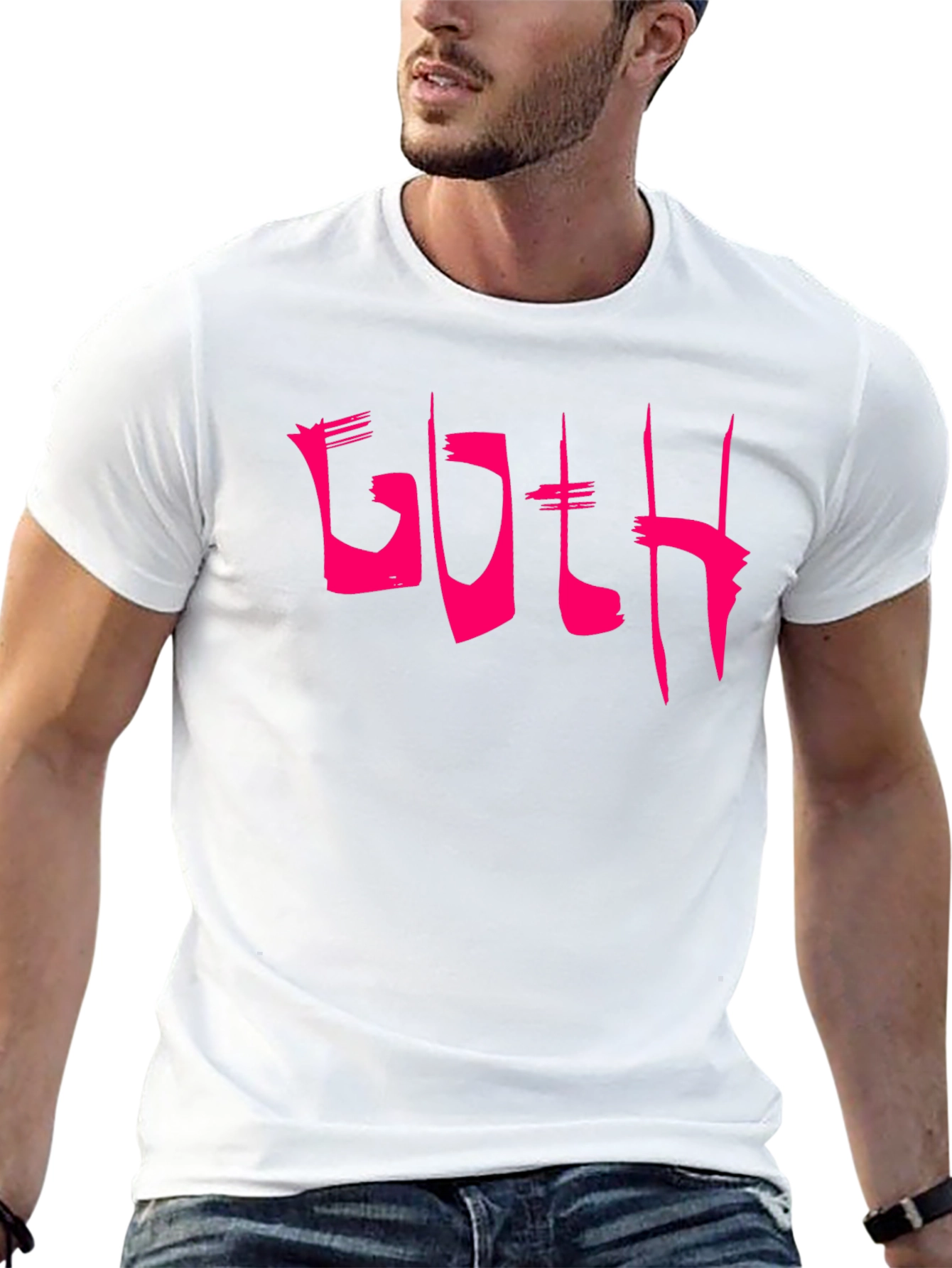 Goth Pink Text Black T-Shirt
