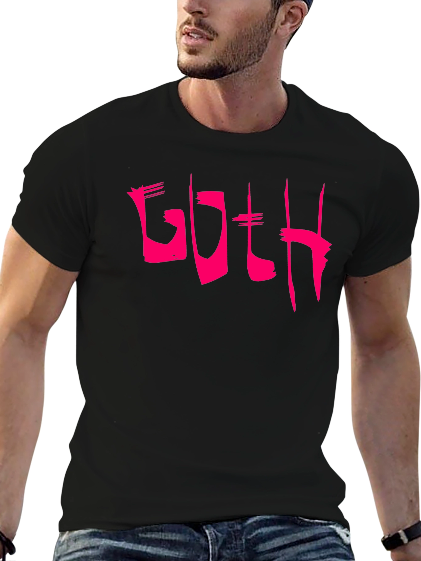 Goth Pink Text Black T-Shirt