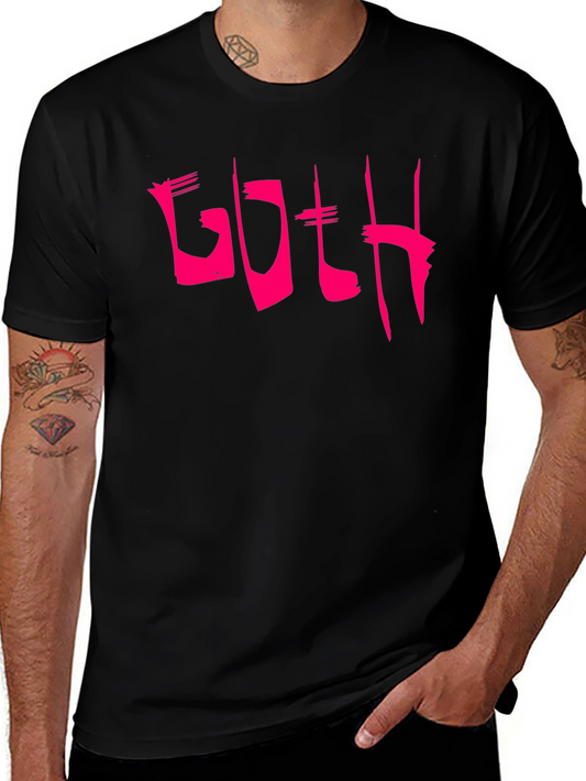 Goth Pink Text Black T-Shirt