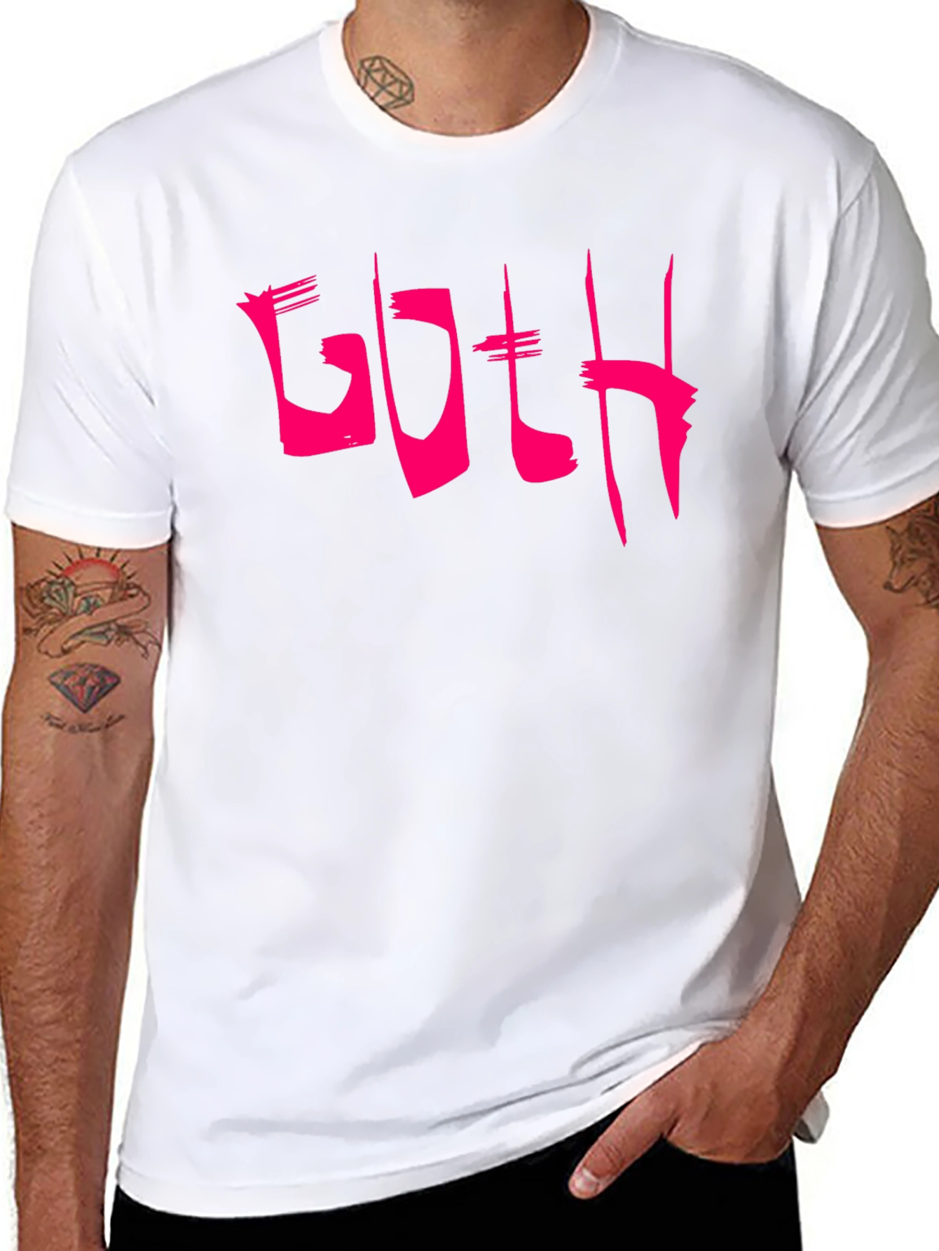 Goth Pink Text Black T-Shirt