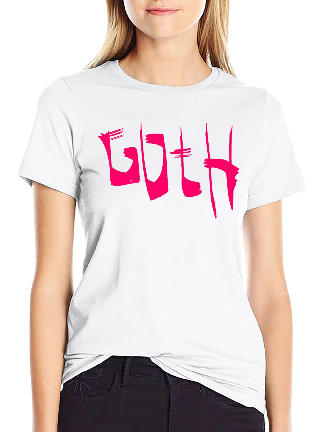 Goth Pink Text Black T-Shirt