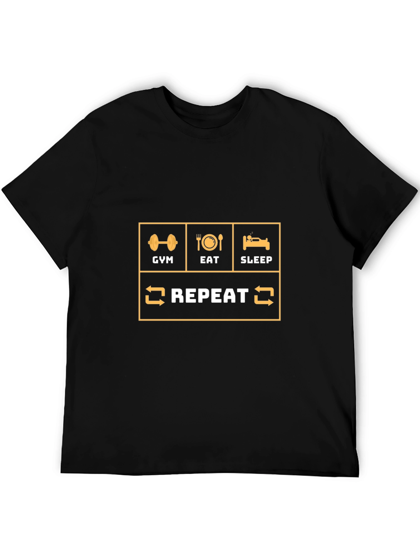 Gym Eat Sleep Repeat Black Graphic Tee
