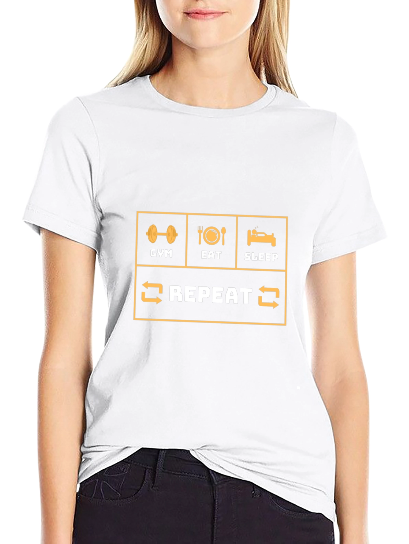 Gym Eat Sleep Repeat Black Graphic Tee