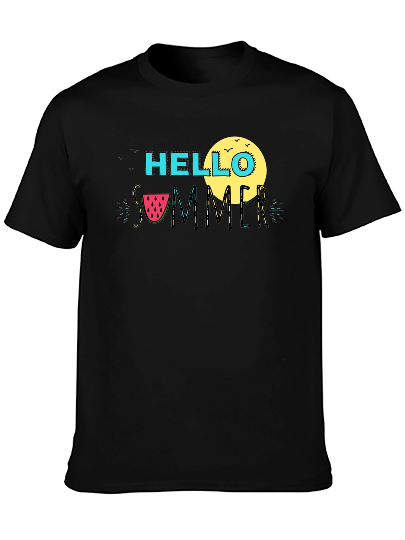 Hello Summer Black Graphic T-Shirt