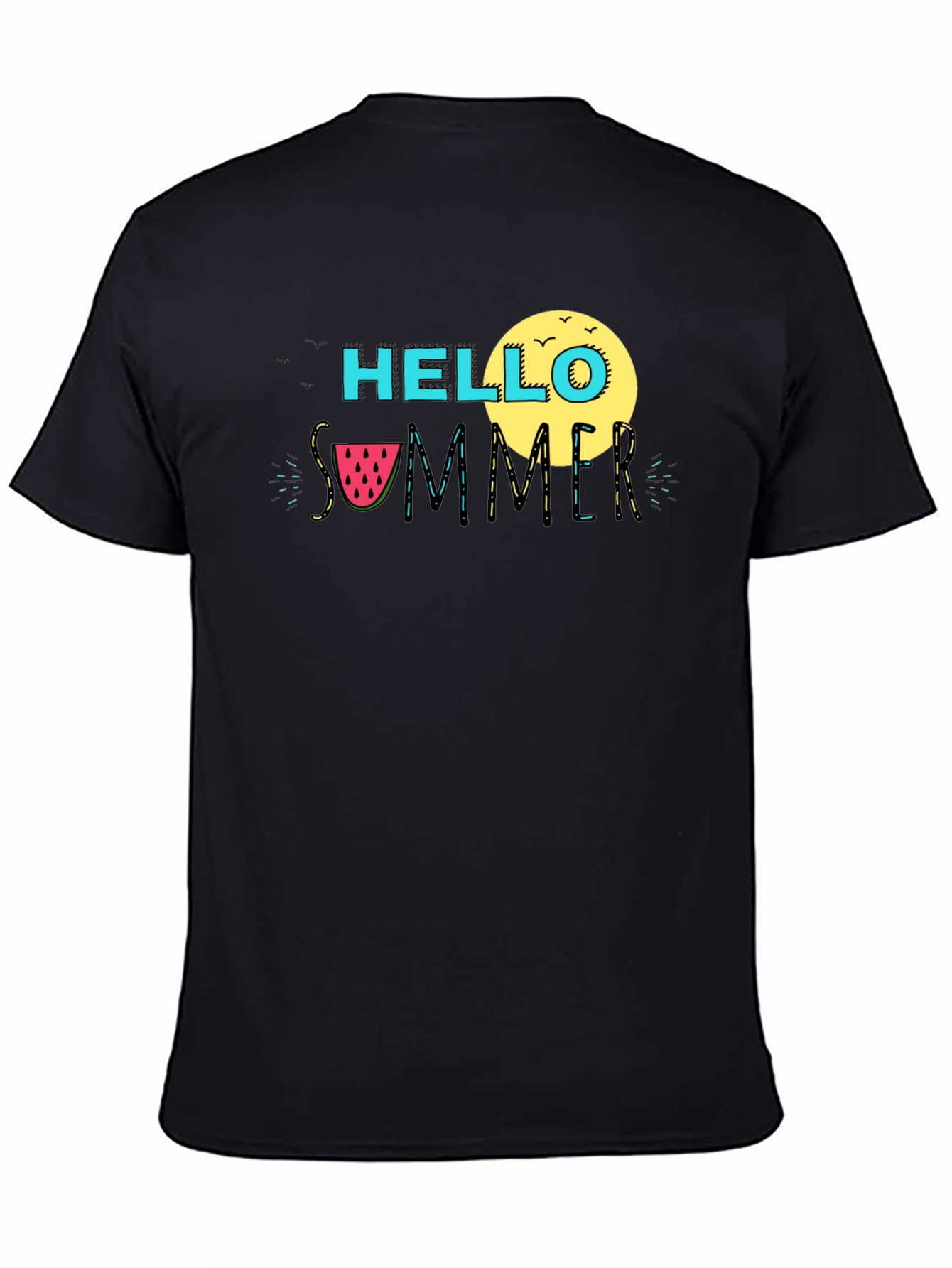 Hello Summer Black Graphic T-Shirt