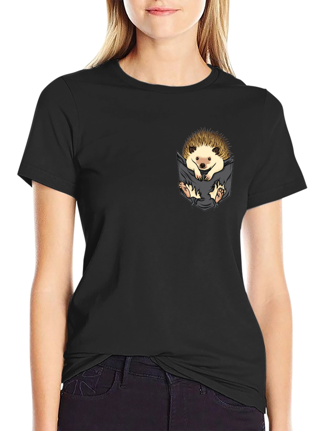 Hedgehog Pocket T-Shirt - Cute Animal Tee