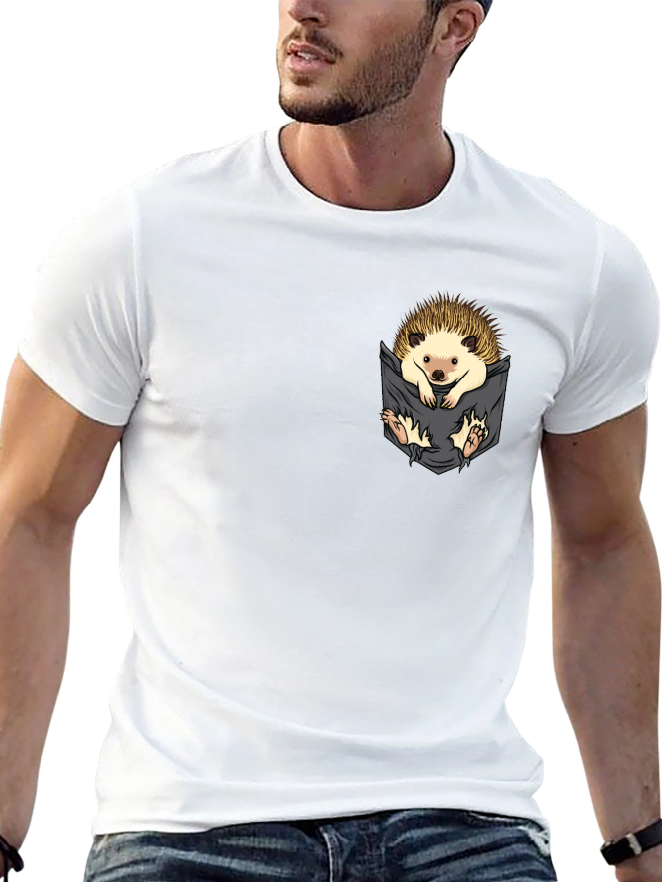 Hedgehog Pocket T-Shirt - Cute Animal Tee
