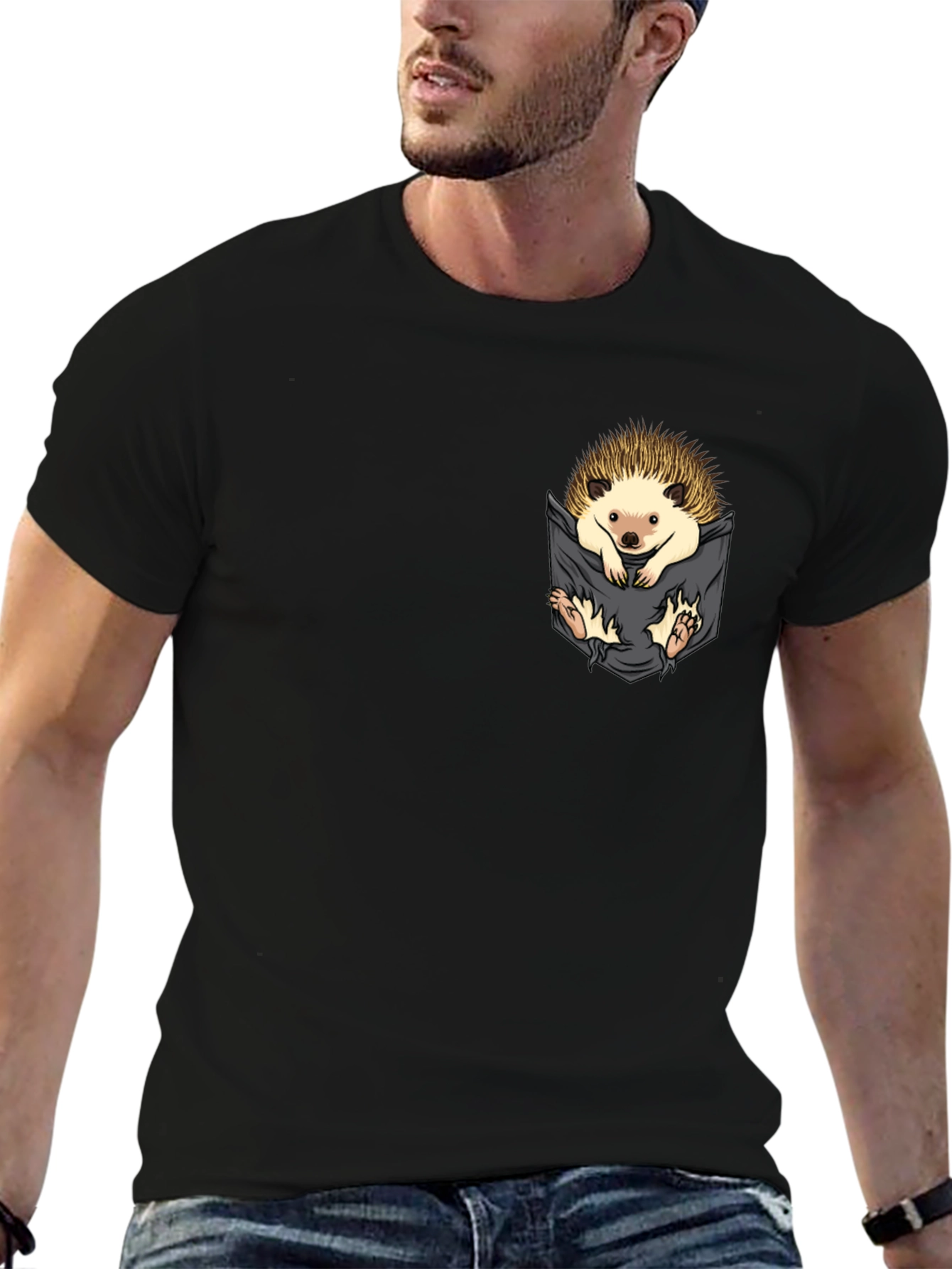 Hedgehog Pocket T-Shirt - Cute Animal Tee
