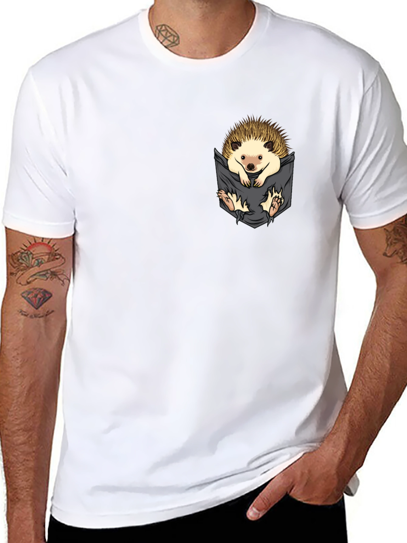 Hedgehog Pocket T-Shirt - Cute Animal Tee
