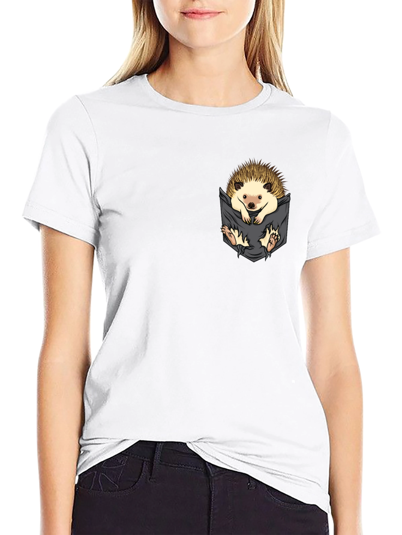Hedgehog Pocket T-Shirt - Cute Animal Tee