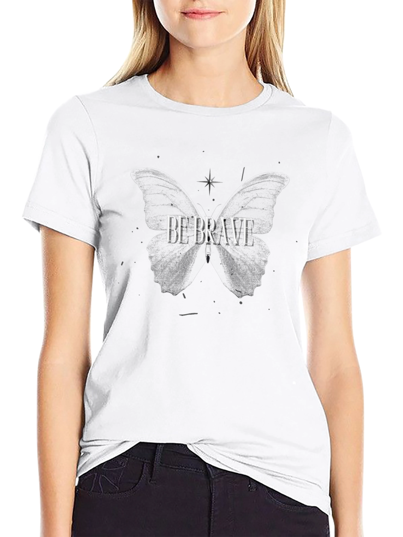 Be Brave Butterfly Graphic Tee - Black