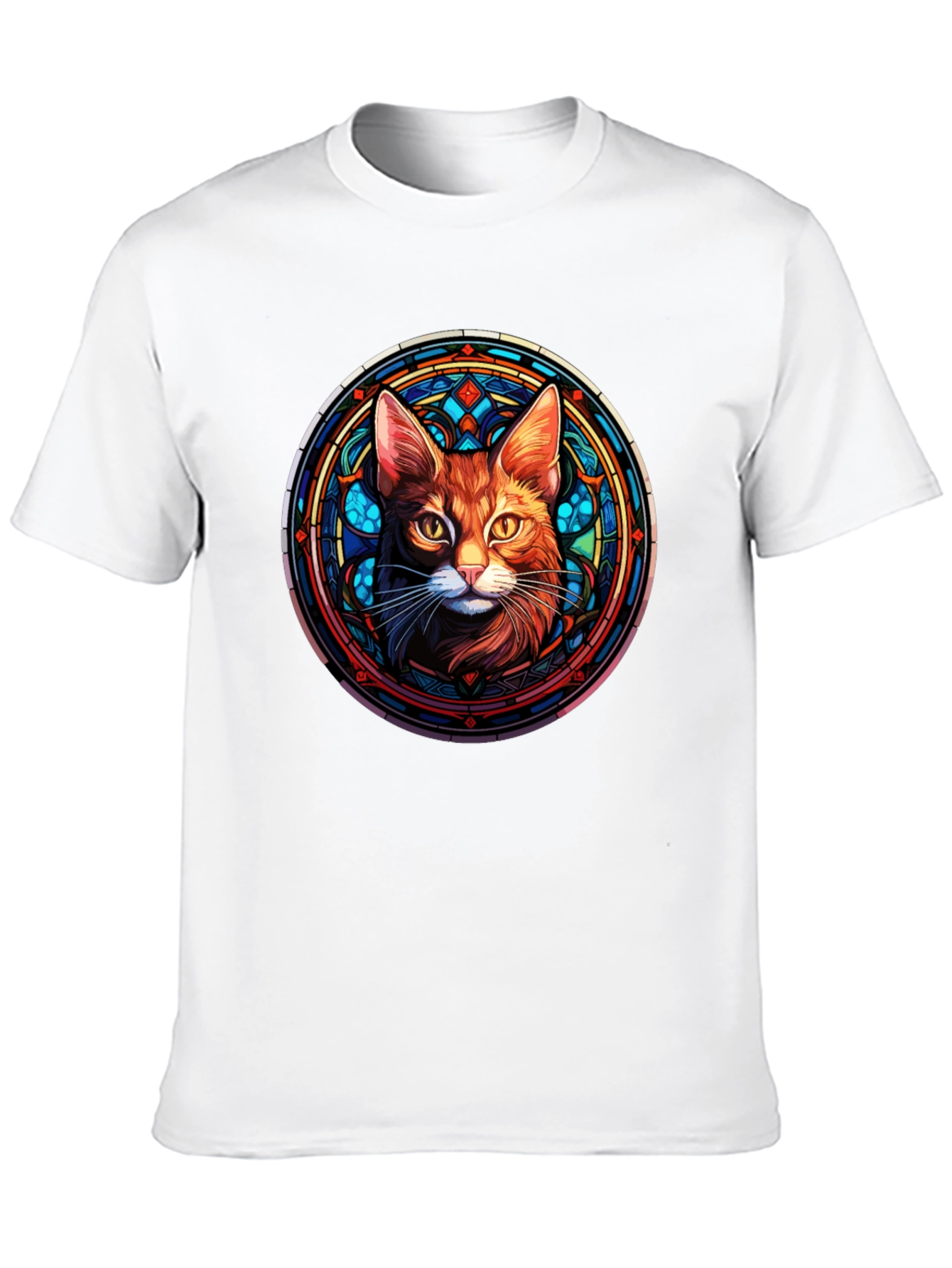 Stained Glass Cat Graphic Tee - Unique Design