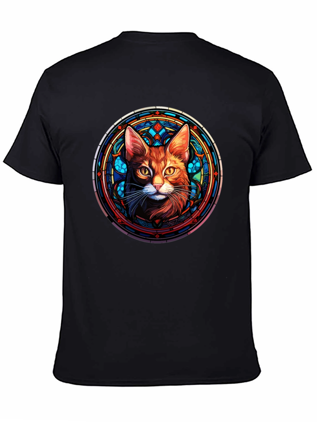 Stained Glass Cat Graphic Tee - Unique Design
