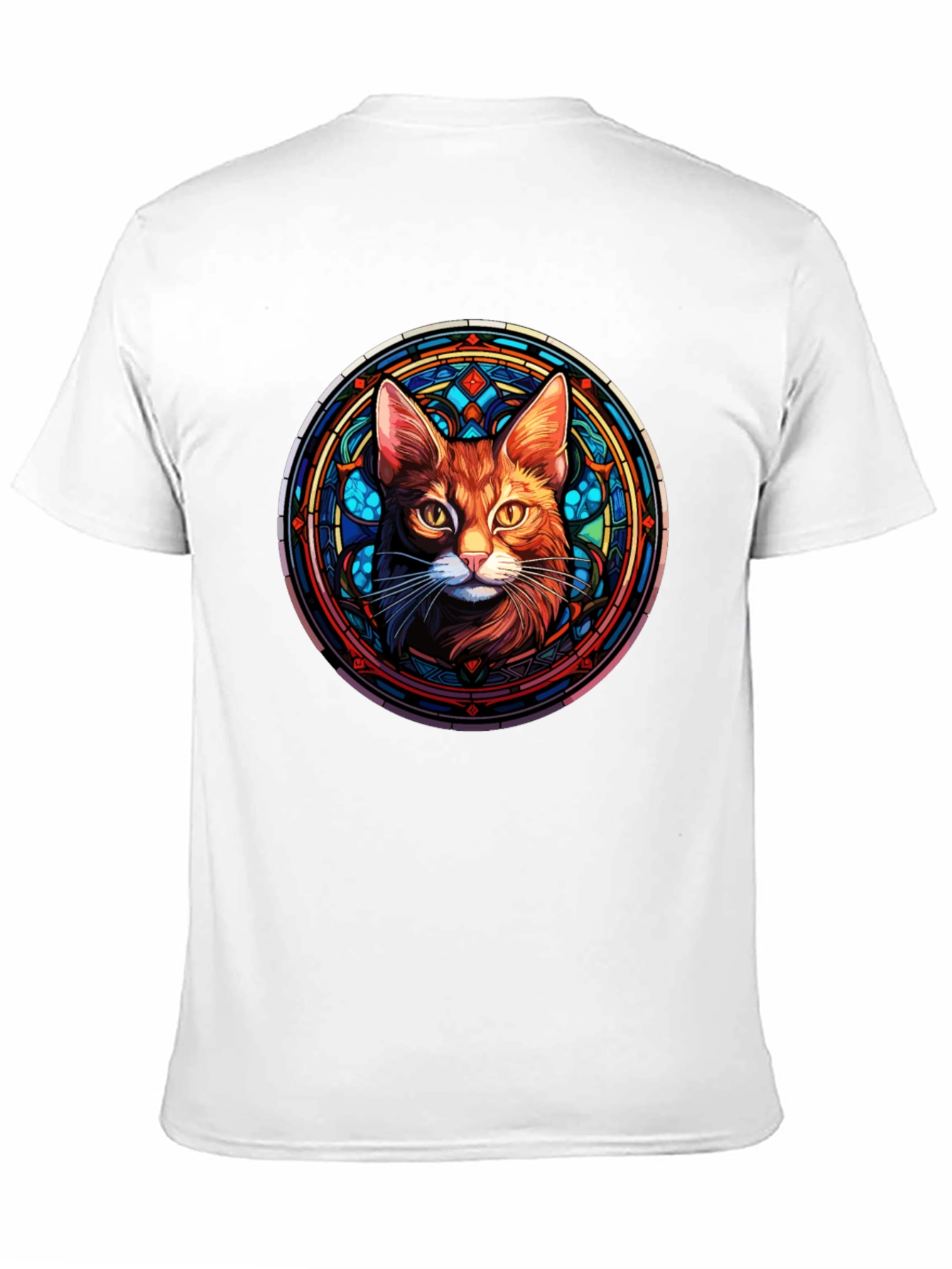 Stained Glass Cat Graphic Tee - Unique Design