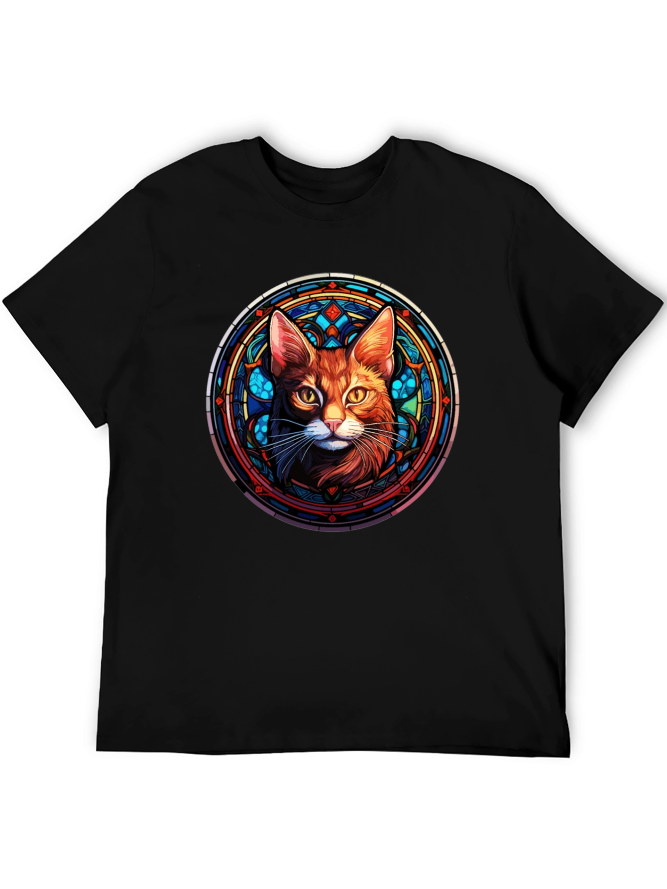 Stained Glass Cat Graphic Tee - Unique Design