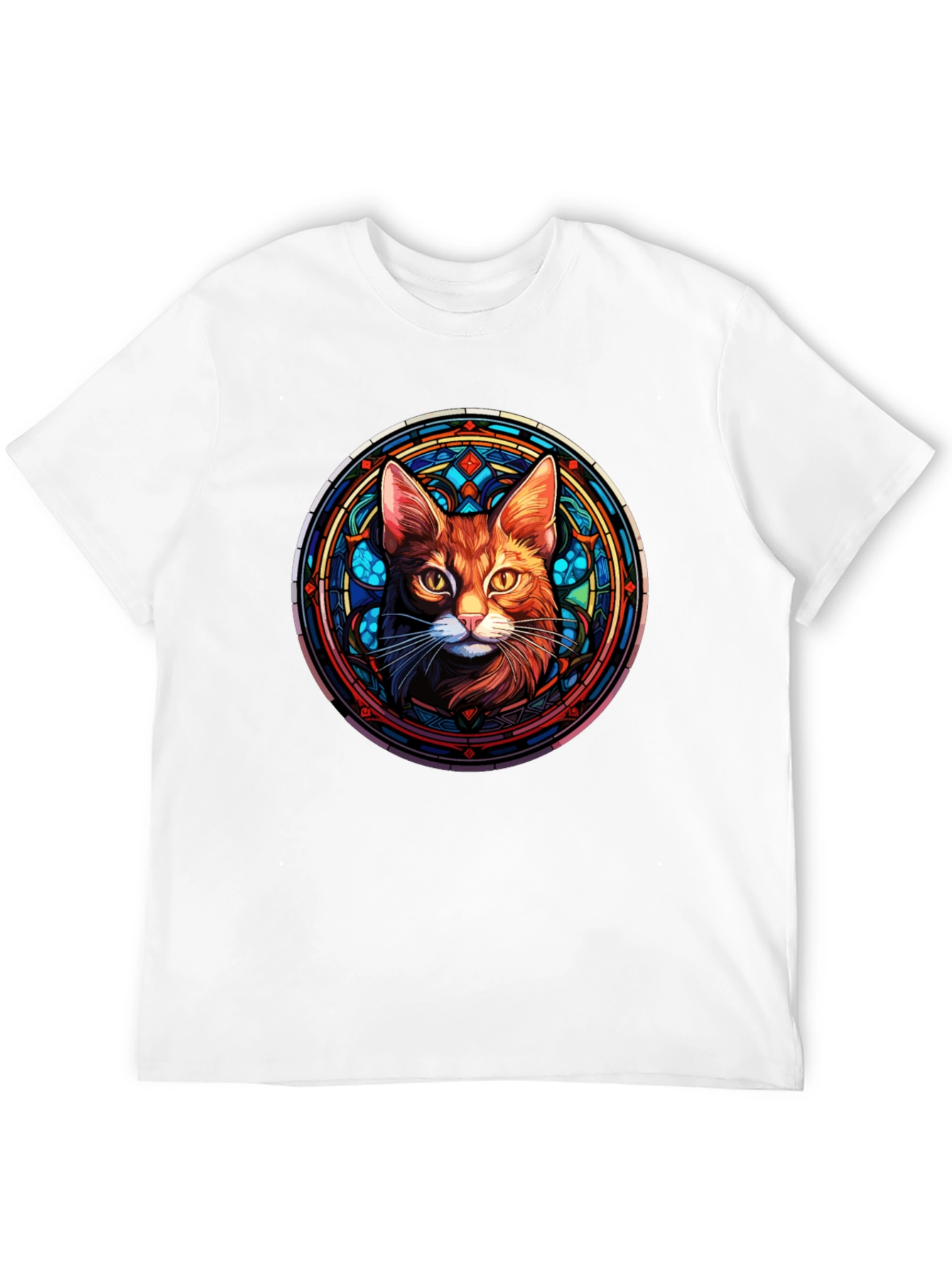 Stained Glass Cat Graphic Tee - Unique Design