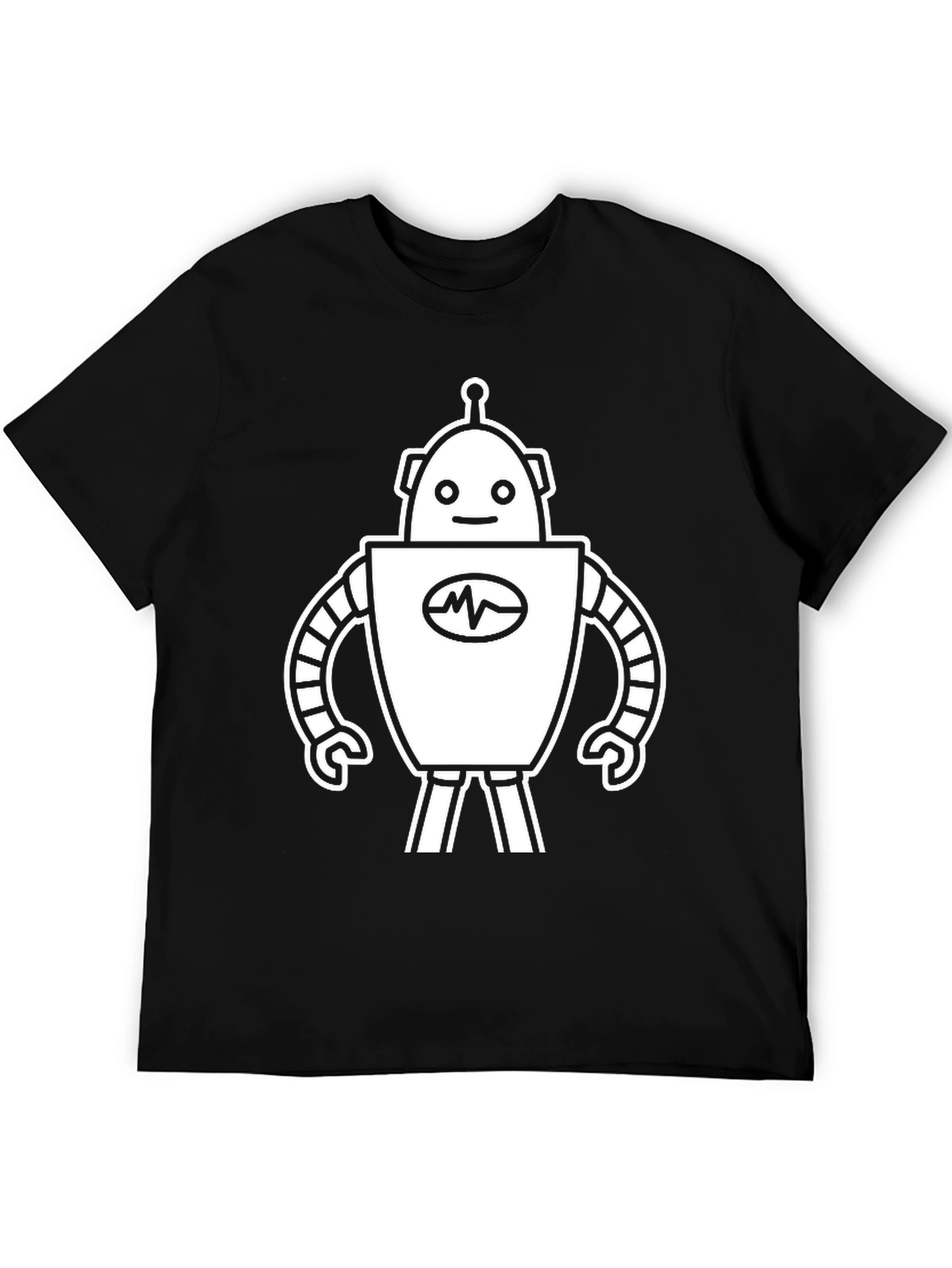 Robot Graphic Tee - Classic Black Cotton T-Shirt