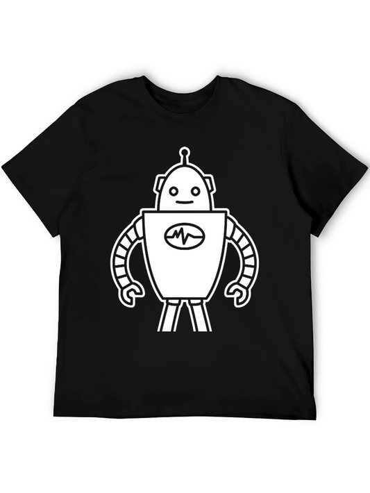 Robot Graphic Tee - Classic Black Cotton T-Shirt