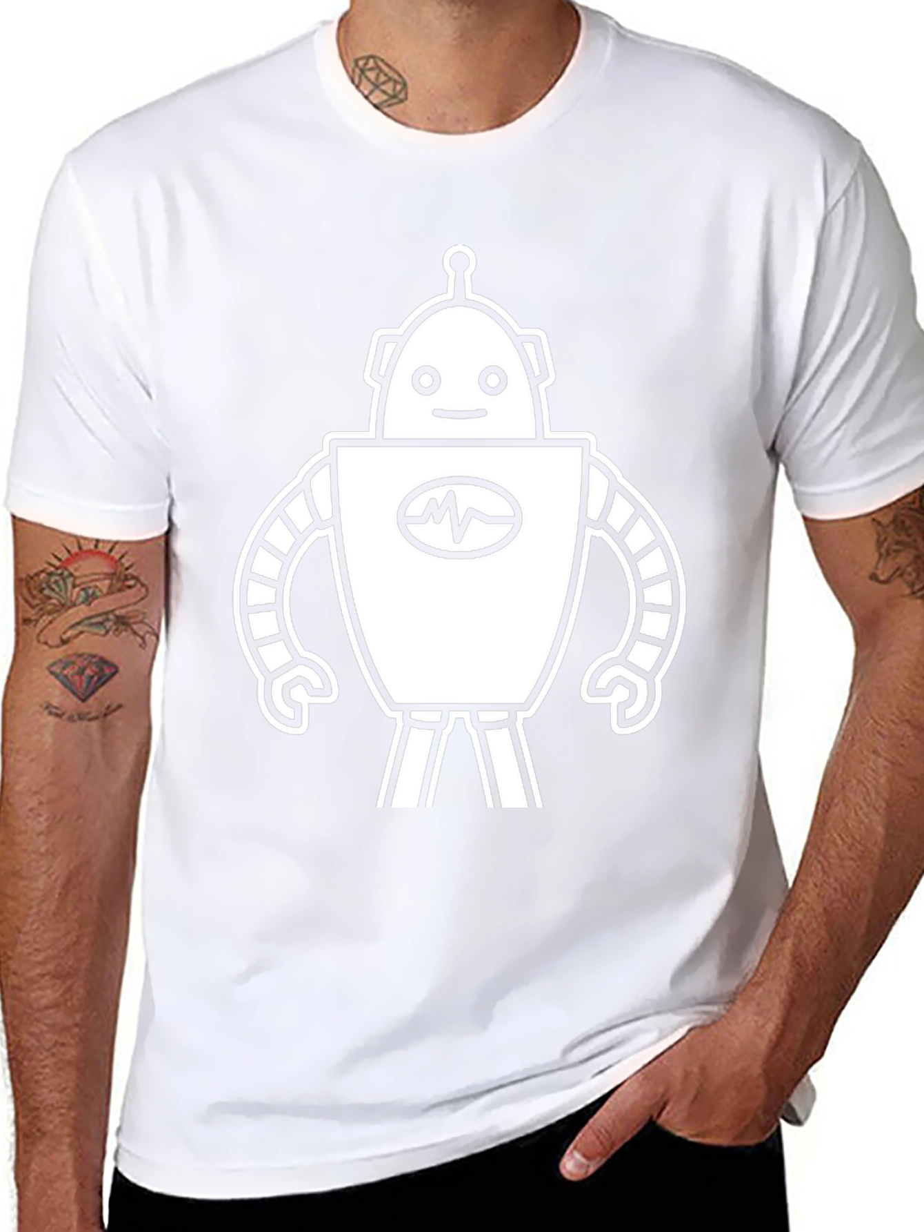 Robot Graphic Tee - Classic Black Cotton T-Shirt