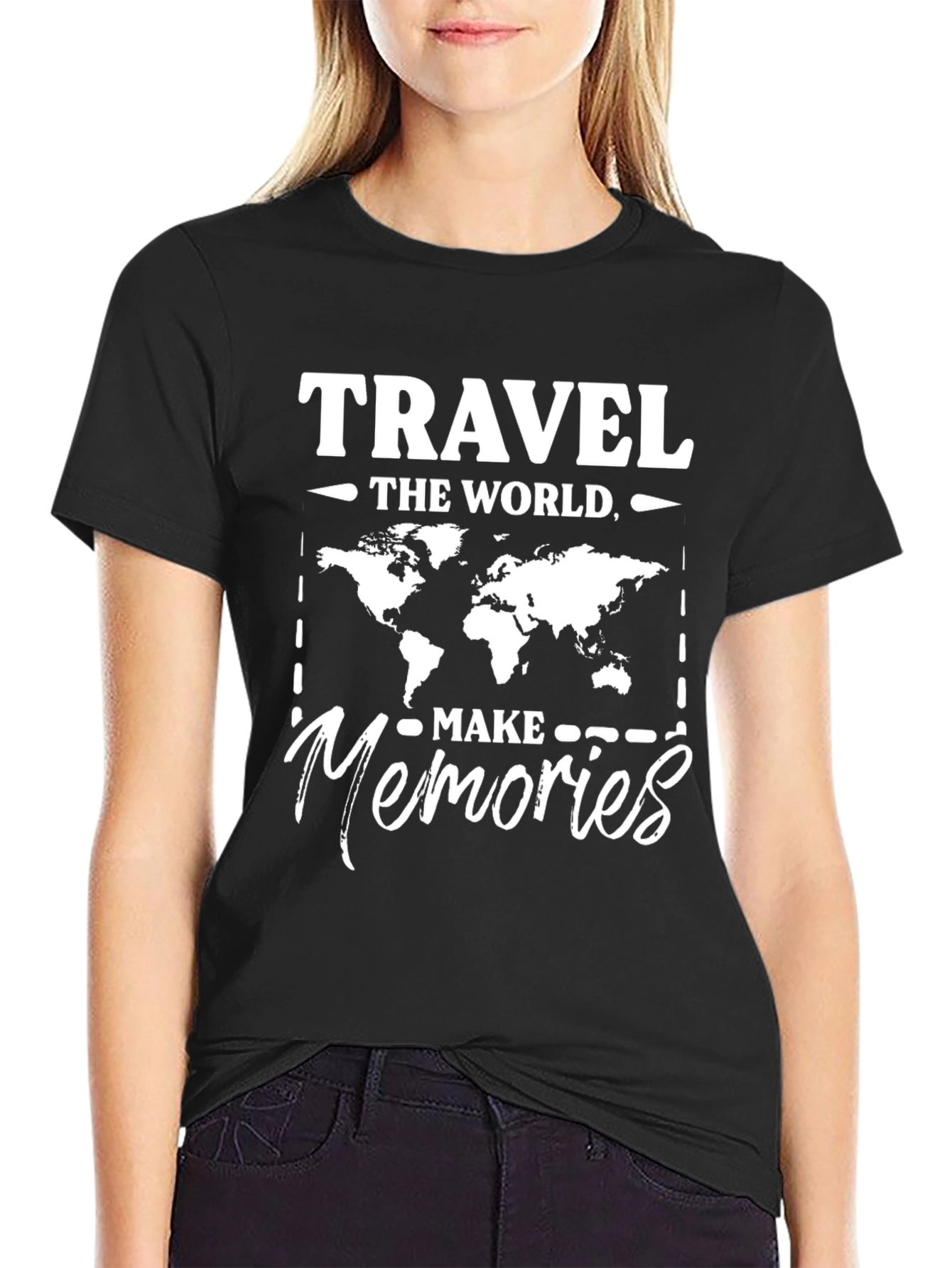 Travel The World Black Graphic T-Shirt
