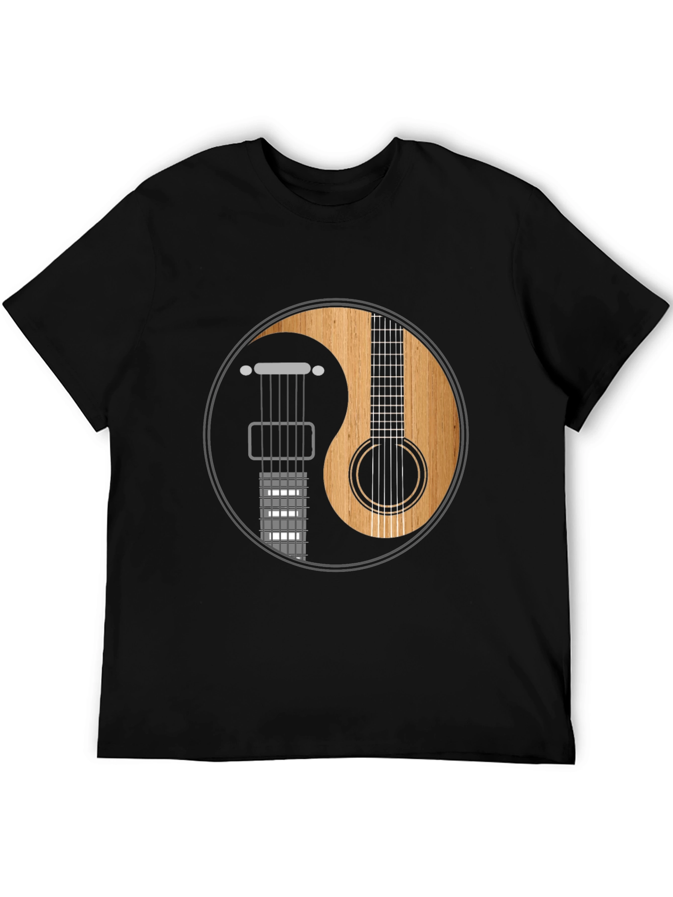 Yin Yang Guitar Graphic Tee - Musical Harmony Shirt