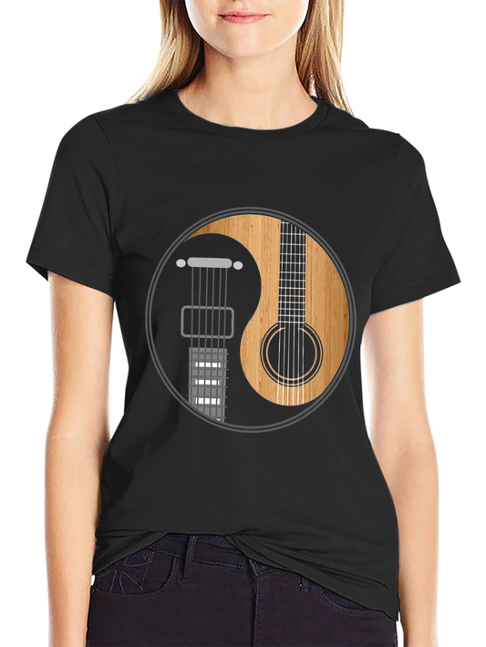 Yin Yang Guitar Graphic Tee - Musical Harmony Shirt