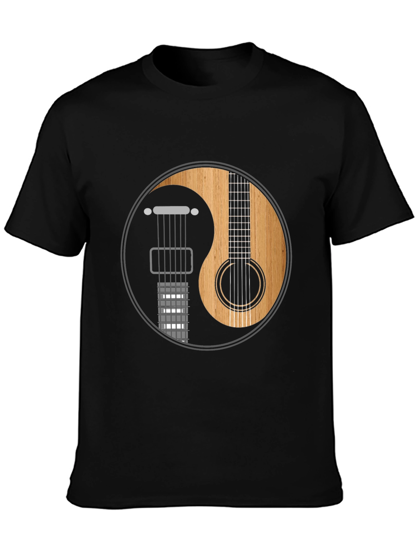 Yin Yang Guitar Graphic Tee - Musical Harmony Shirt