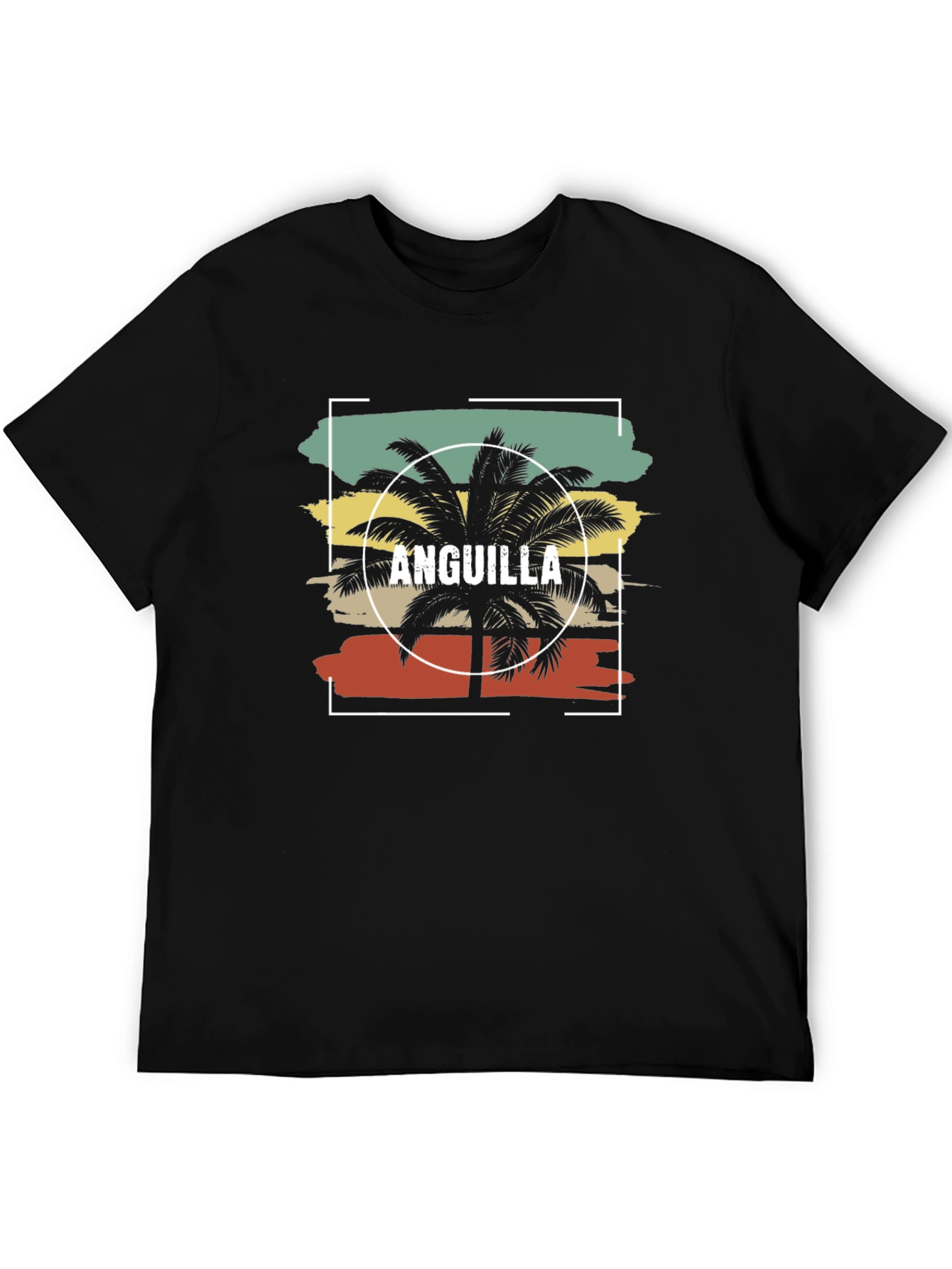 Anguilla Palm Tree Black T-Shirt - Island Vacation Vibes