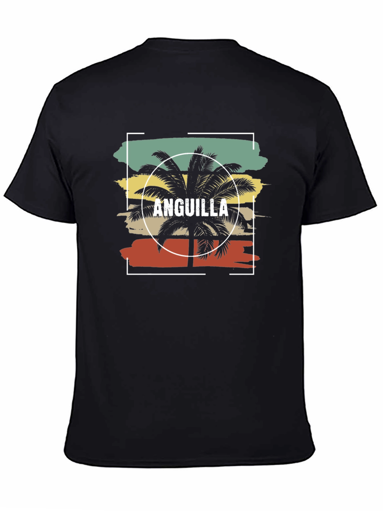 Anguilla Palm Tree Black T-Shirt - Island Vacation Vibes