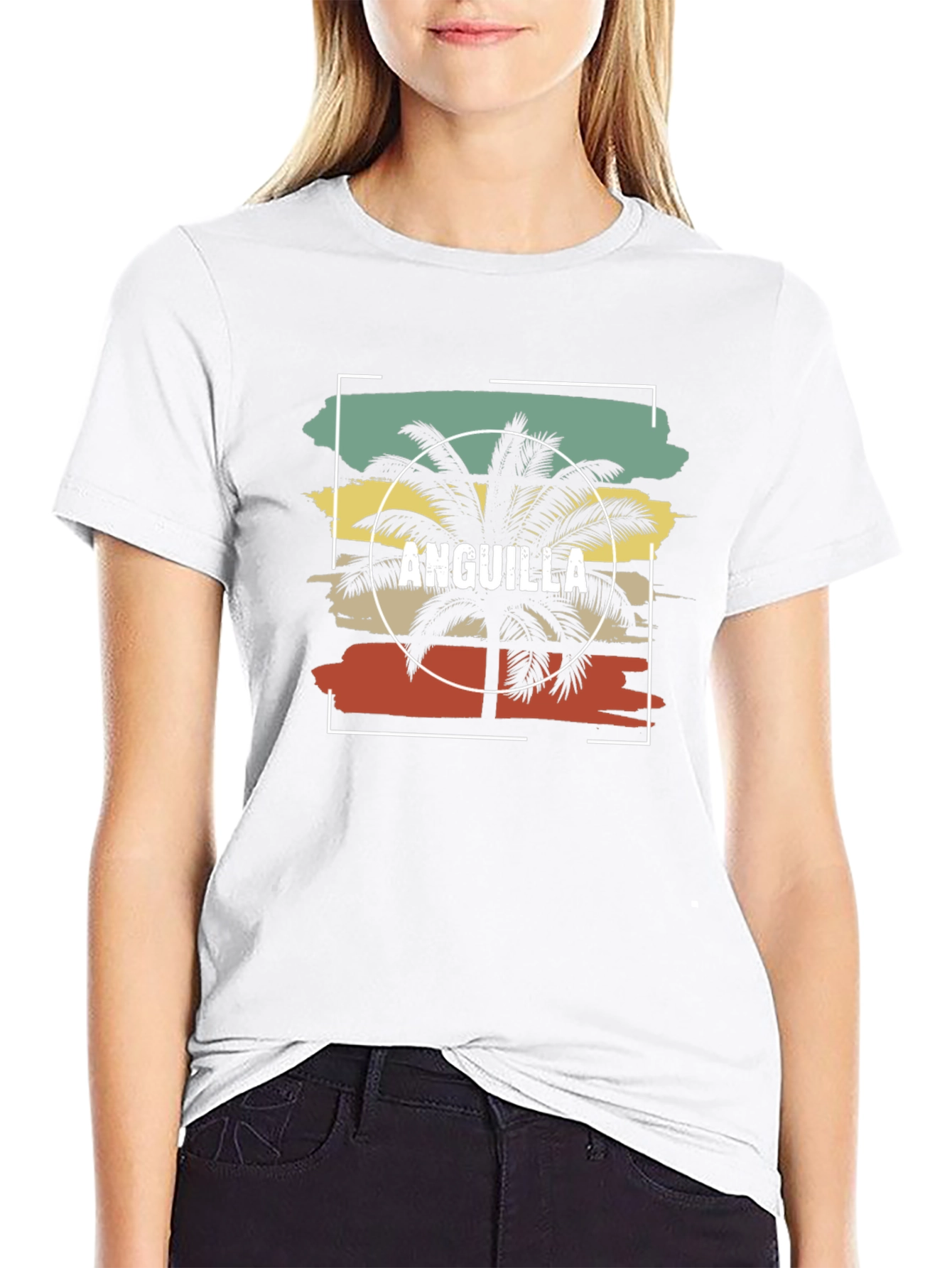 Anguilla Palm Tree Black T-Shirt - Island Vacation Vibes
