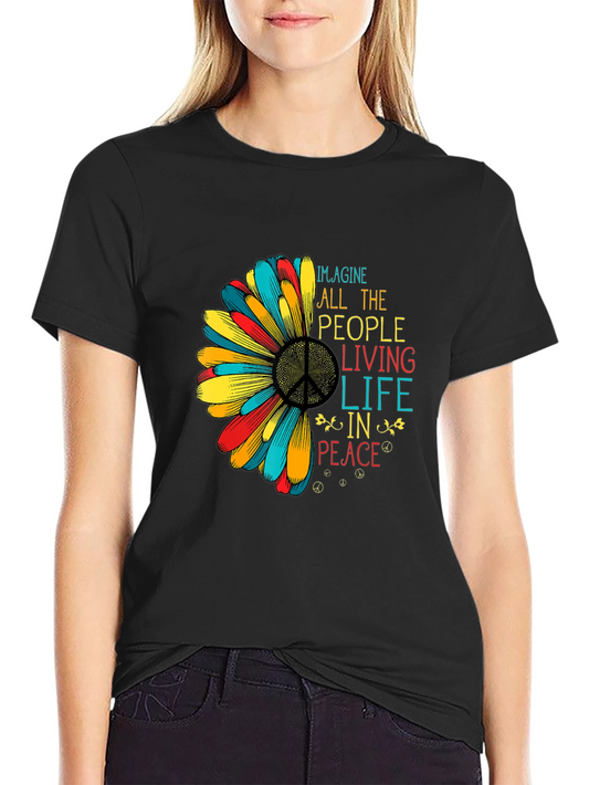 Imagine Peace Graphic T-Shirt - Black Cotton Tee