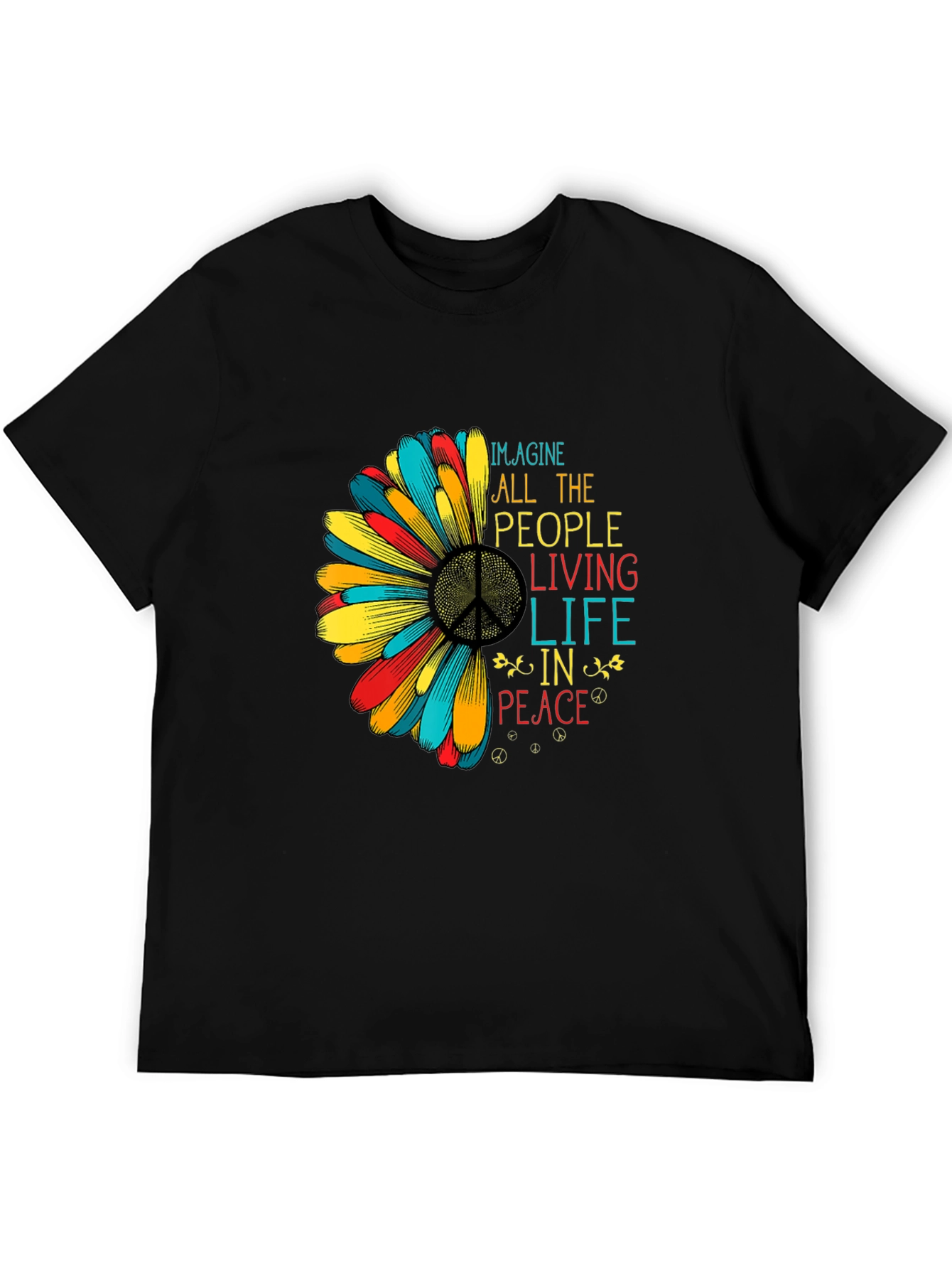 Imagine Peace Graphic T-Shirt - Black Cotton Tee