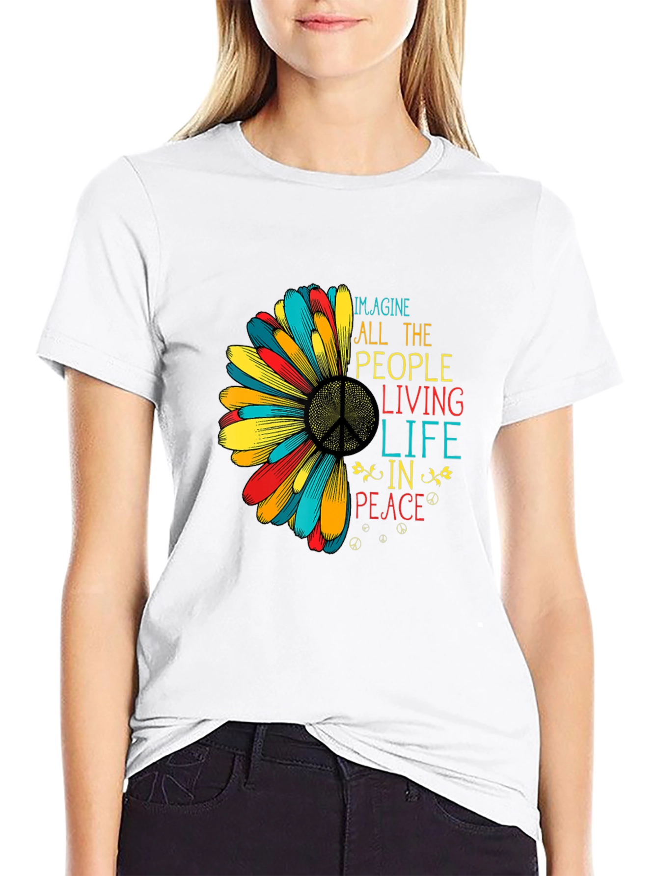 Imagine Peace Graphic T-Shirt - Black Cotton Tee