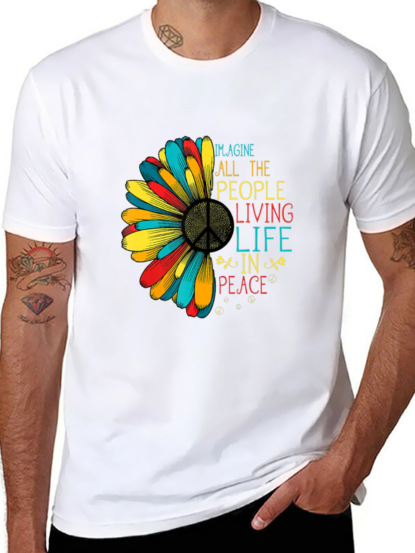 Imagine Peace Graphic T-Shirt - Black Cotton Tee