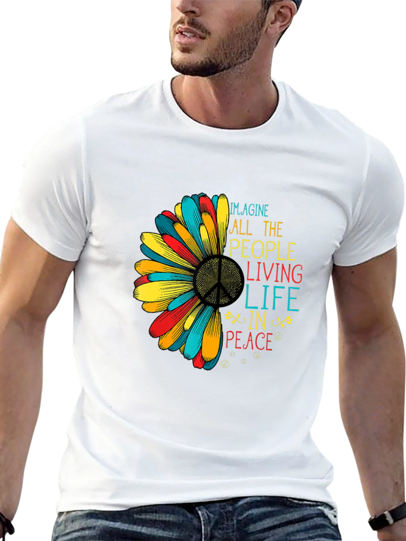 Imagine Peace Graphic T-Shirt - Black Cotton Tee