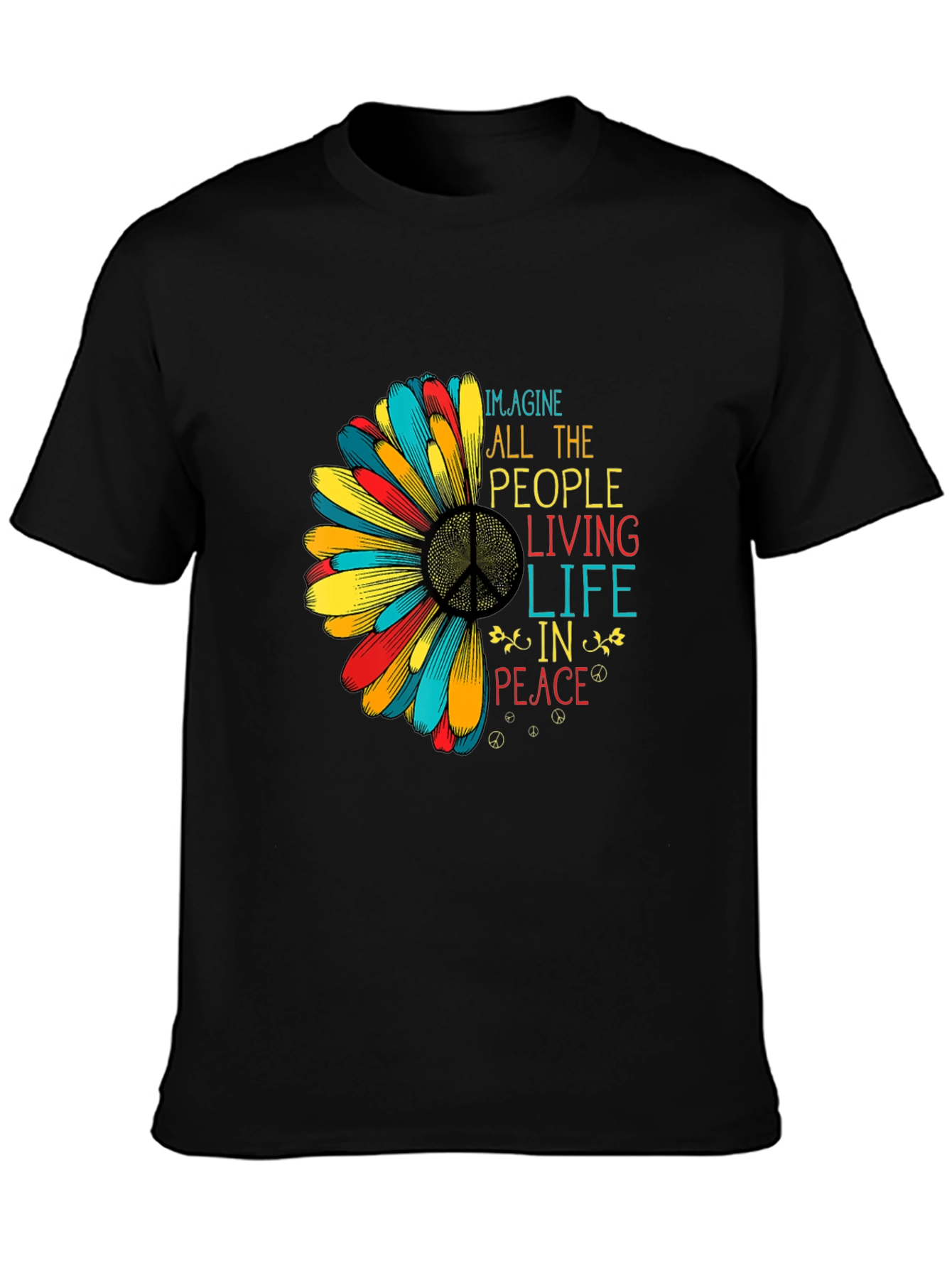 Imagine Peace Graphic T-Shirt - Black Cotton Tee